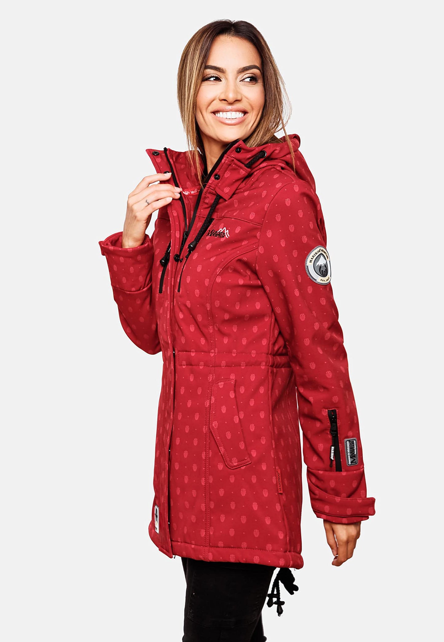 MARIKOO Damen Übergangsjacke Softshellmantel wasserdicht atmungsaktiv mit Kapuze Zimtzicke XS-3XL