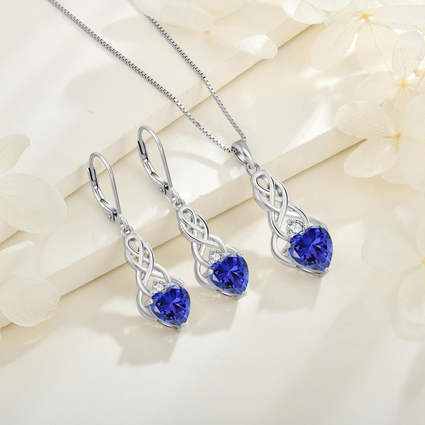 FJ Unendlichkeit Keltischer Knoten Kette Damen 925 Sterling Silber Geburtsstein Anhänger Irischer Glücksschmuck Geschenke für Frauen Mutter Freundin Mama