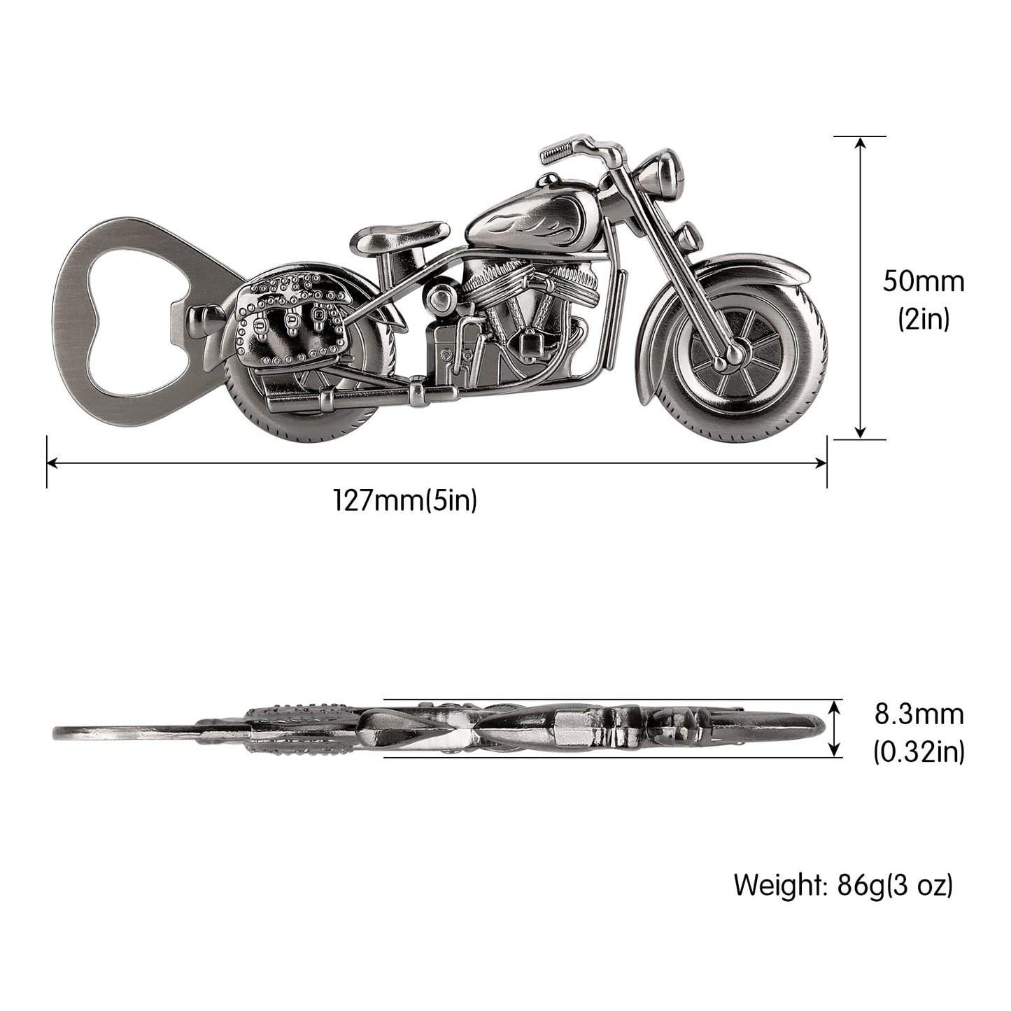 LULLEA Motorrad-Geschenke für Männer, Motorrad-Flaschenöffner, lustige Biergeschenke für Männer, Ihn, Vater, einzigartige dunkelsilberne Gadgets, Vatergeschenke, Valentinstag, Weihnachten, Geschenke