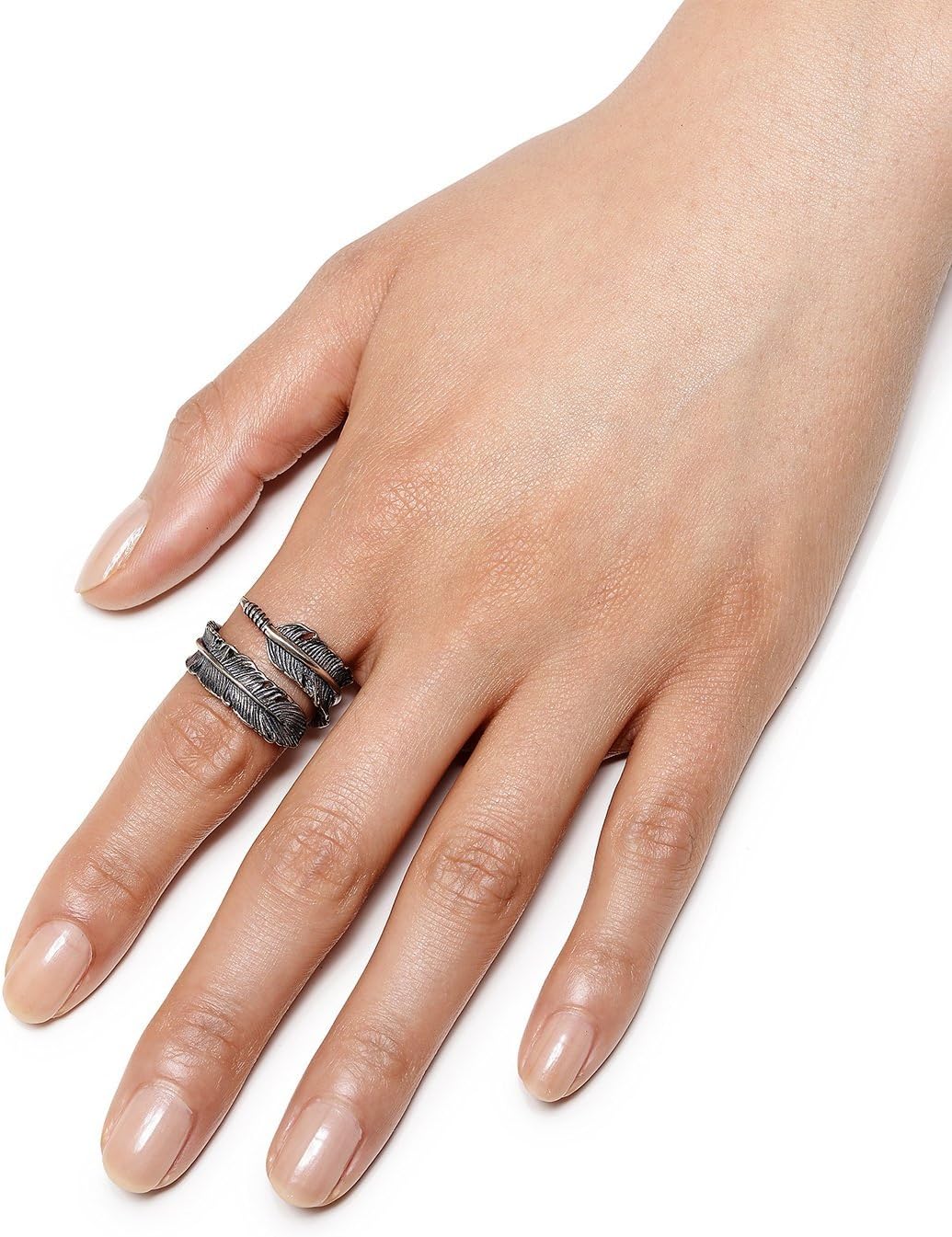 Serebra Jewelry Feder Ring 925 Sterling Silber Damen Indianerschmuck Größenverstellbar Antik