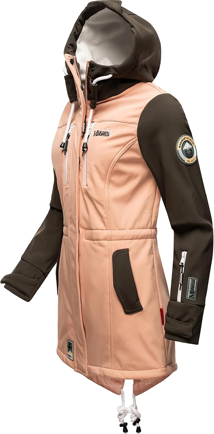 MARIKOO Damen Übergangsjacke Softshellmantel wasserdicht atmungsaktiv mit Kapuze Zimtzicke XS-3XL