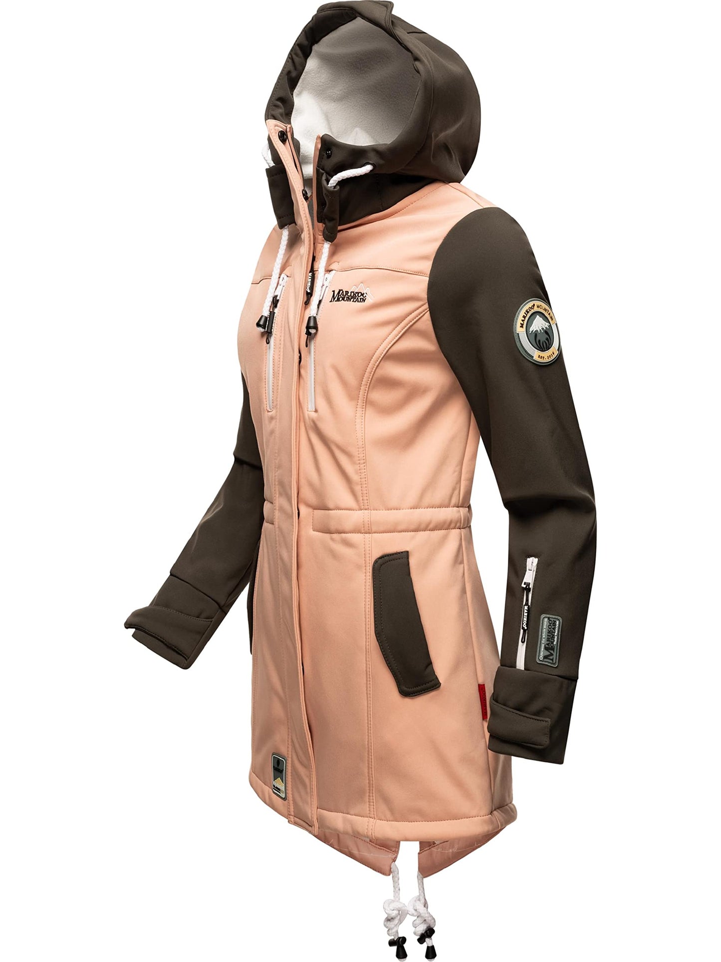 MARIKOO Damen Übergangsjacke Softshellmantel wasserdicht atmungsaktiv mit Kapuze Zimtzicke XS-3XL