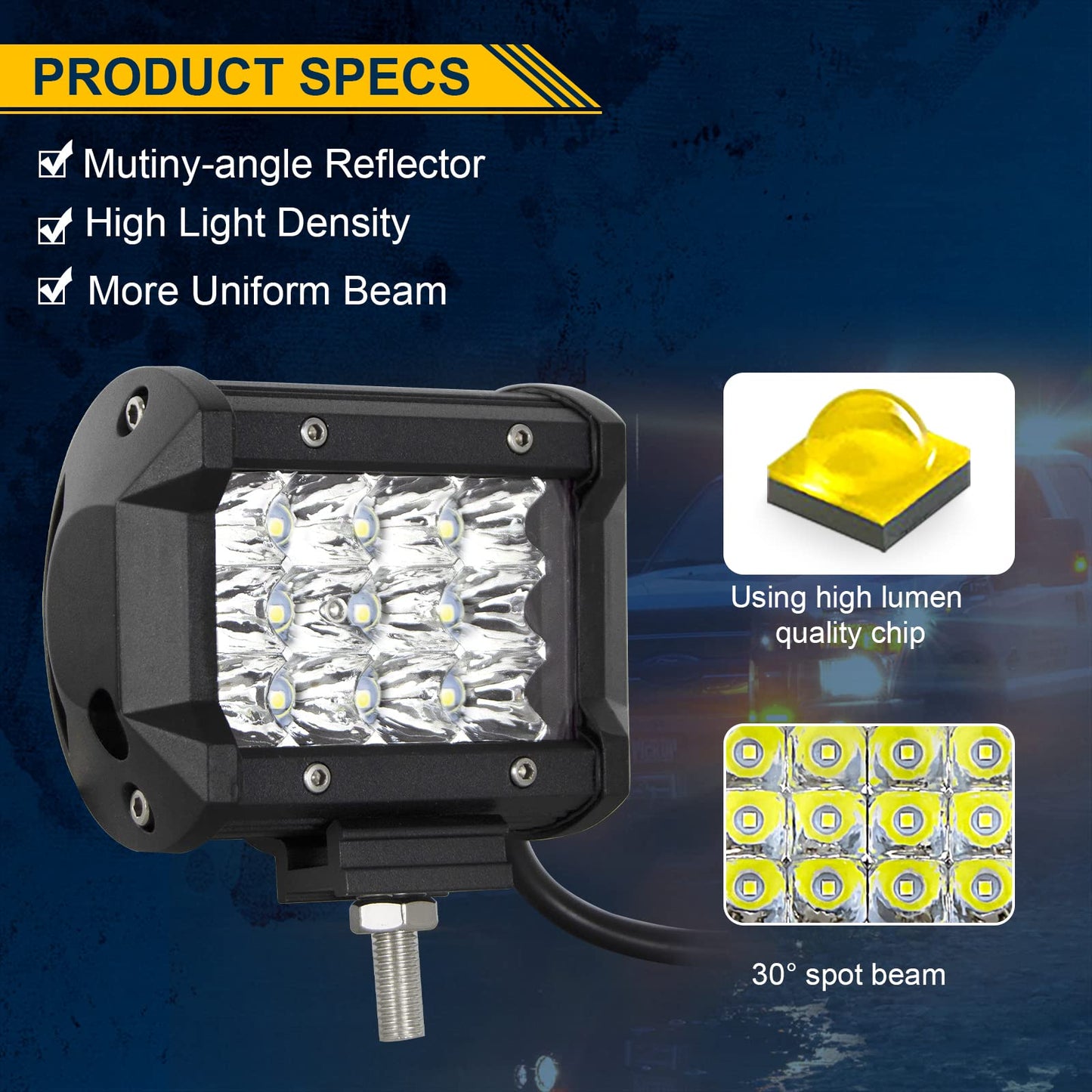 ELB AUXTINGS 22 Zoll 324W dreireihiger LED Arbeitslicht Bar Autoscheinwerfer Offroad Flutlicht Scheinwerfer 6000K imprägniern IP67 Arbeits-Licht 12V 24V