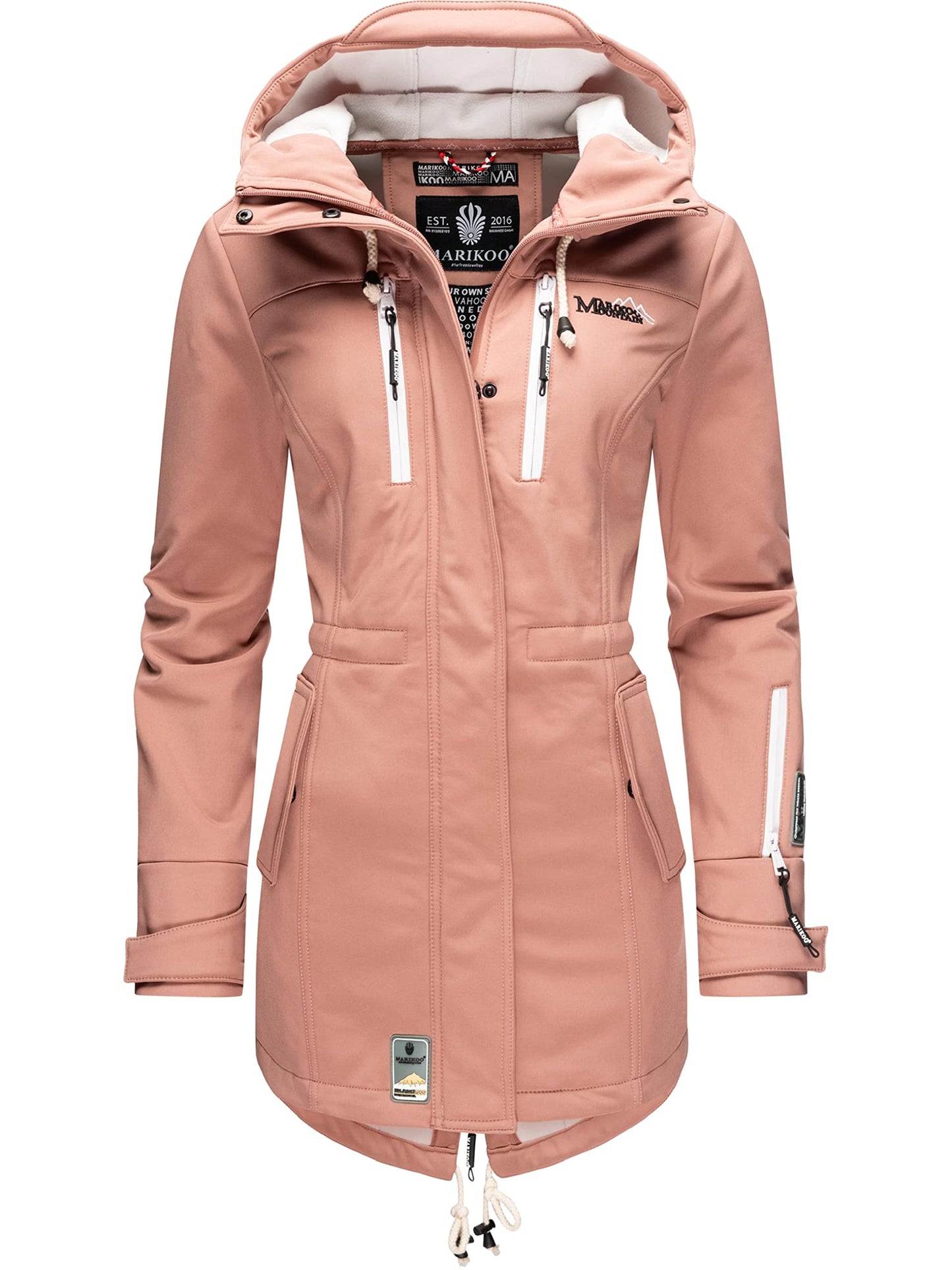 MARIKOO Damen Übergangsjacke Softshellmantel wasserdicht atmungsaktiv mit Kapuze Zimtzicke XS-3XL