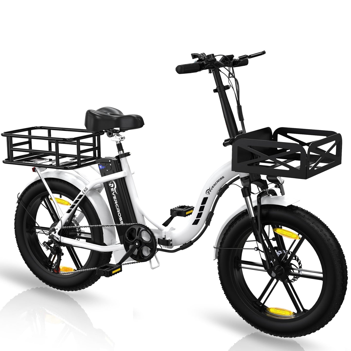 ELB- EVERCROSS EK6 Elektrofahrräder Erwachsene, faltbares E-Bike mit 20" x 4,0 Breiten Reifen, E Bike Mountainbike mit 7 Gang Getriebe, 48V 15AH Akku, 250W Motor, 33,2kg Gewicht, Doppelstoßdämpfern