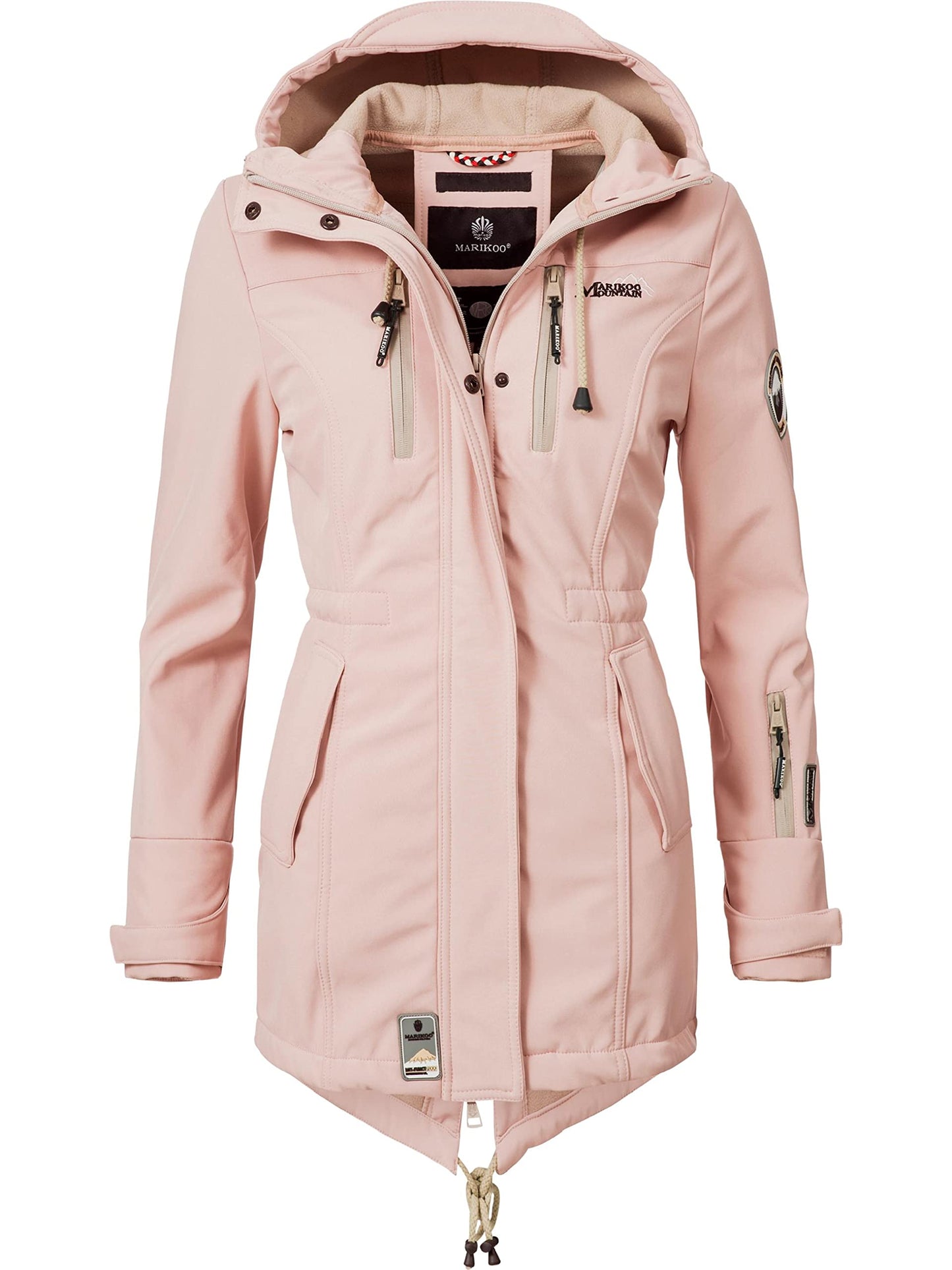 MARIKOO Damen Übergangsjacke Softshellmantel wasserdicht atmungsaktiv mit Kapuze Zimtzicke XS-3XL