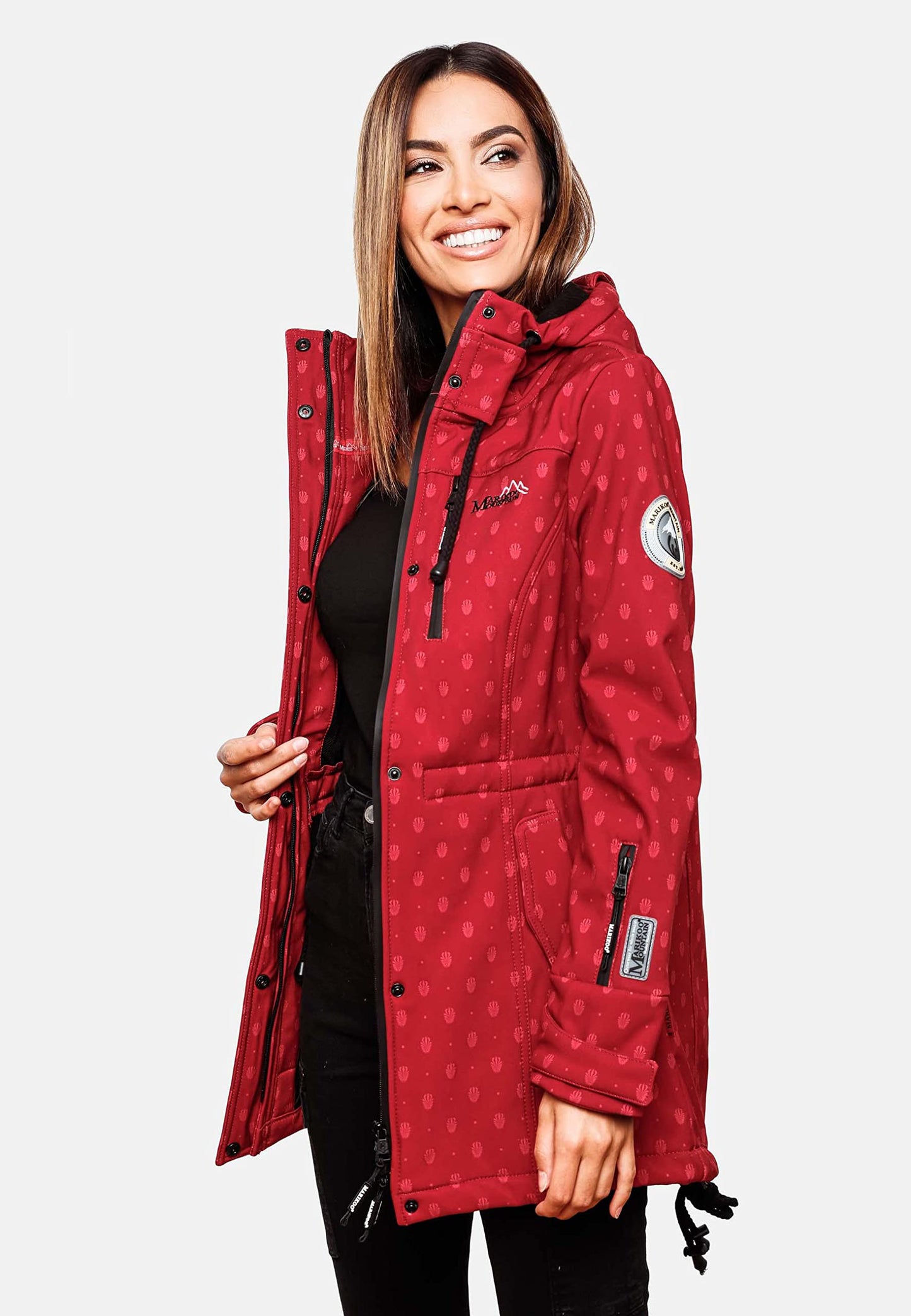MARIKOO Damen Übergangsjacke Softshellmantel wasserdicht atmungsaktiv mit Kapuze Zimtzicke XS-3XL