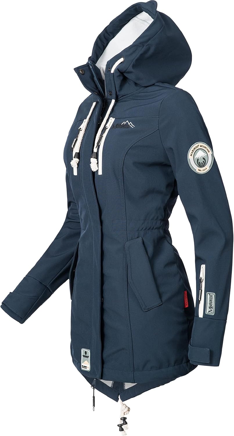 MARIKOO Damen Übergangsjacke Softshellmantel wasserdicht atmungsaktiv mit Kapuze Zimtzicke XS-3XL