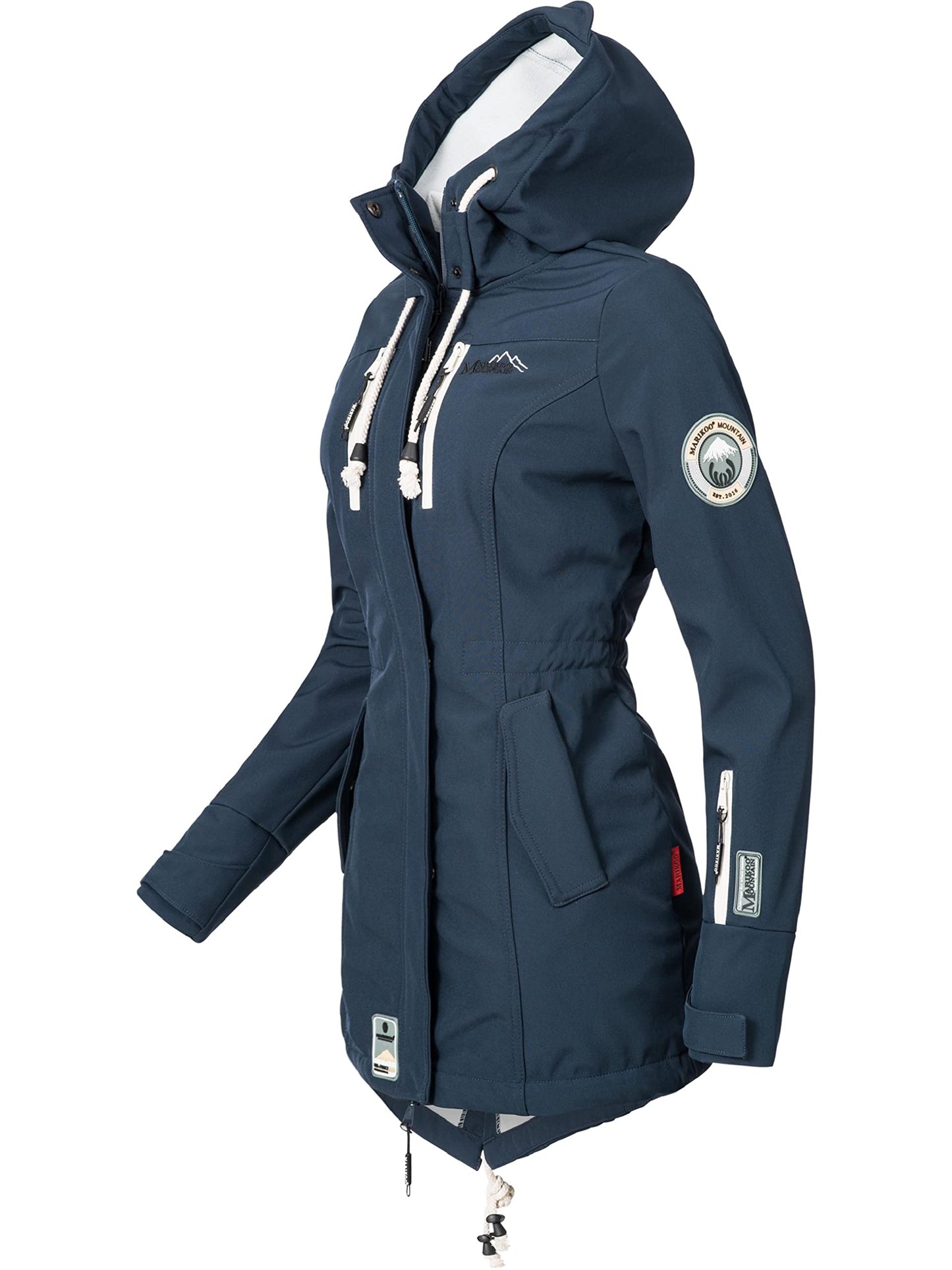MARIKOO Damen Übergangsjacke Softshellmantel wasserdicht atmungsaktiv mit Kapuze Zimtzicke XS-3XL
