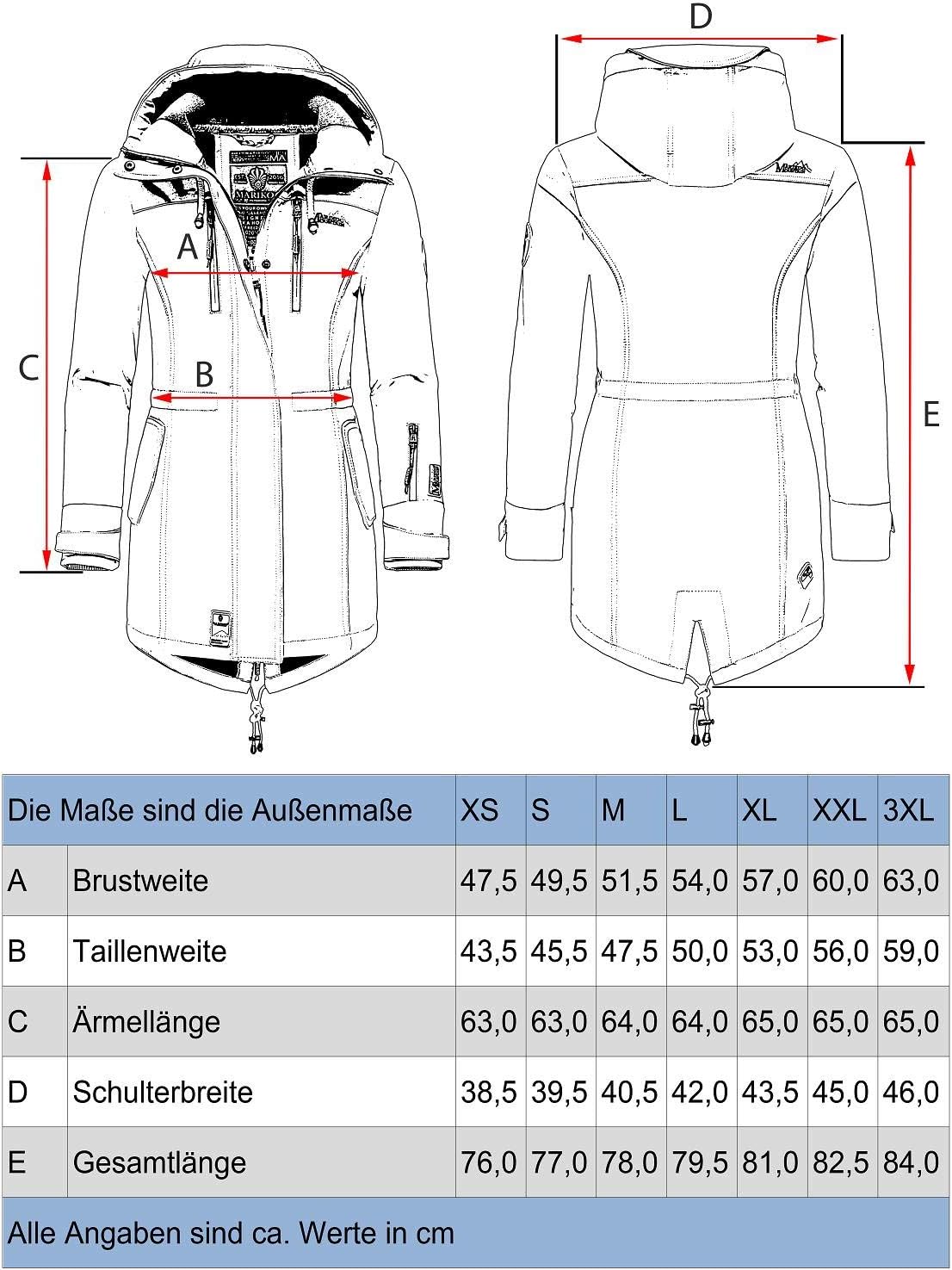 MARIKOO Damen Übergangsjacke Softshellmantel wasserdicht atmungsaktiv mit Kapuze Zimtzicke XS-3XL