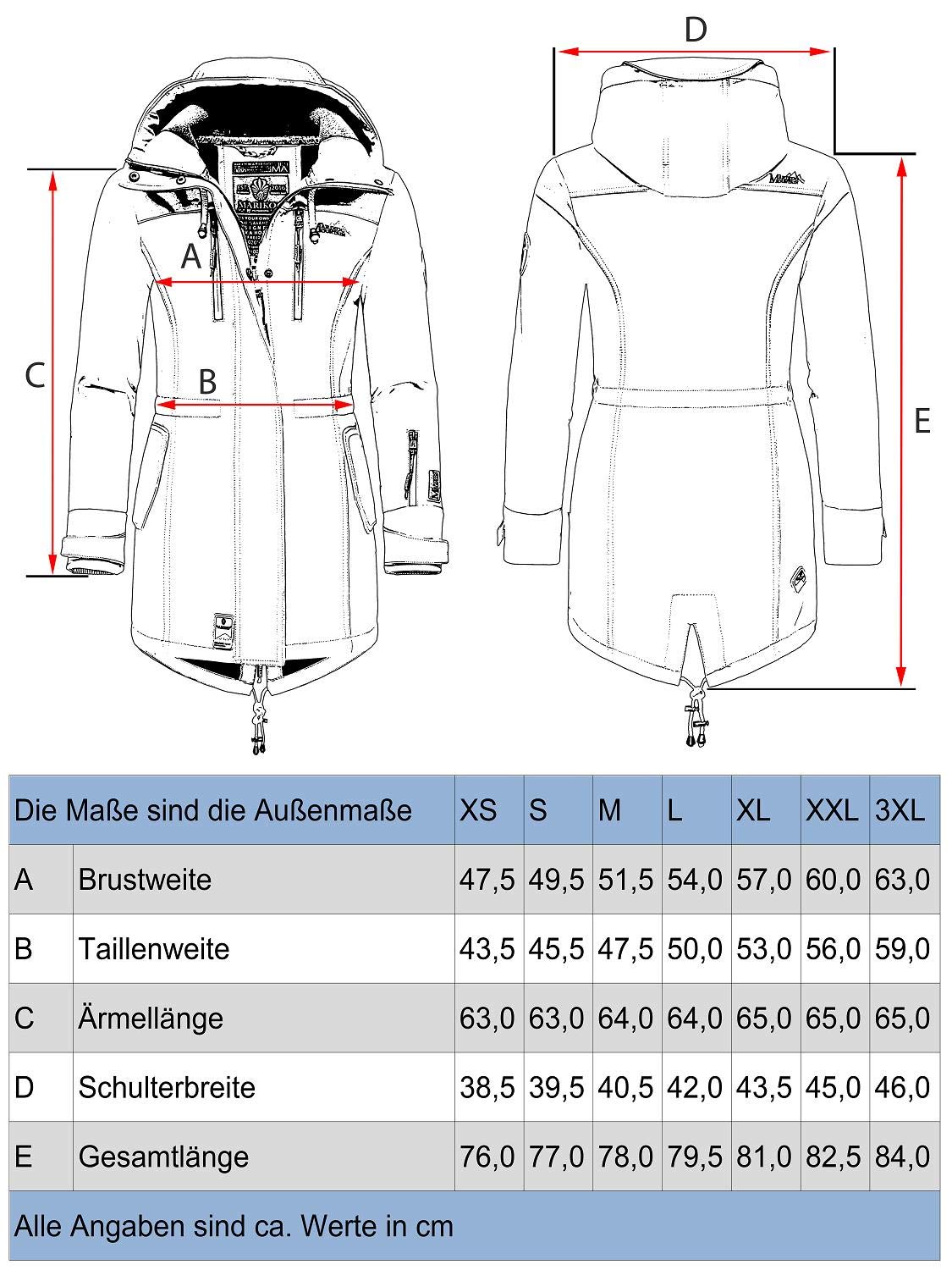 MARIKOO Damen Übergangsjacke Softshellmantel wasserdicht atmungsaktiv mit Kapuze Zimtzicke XS-3XL