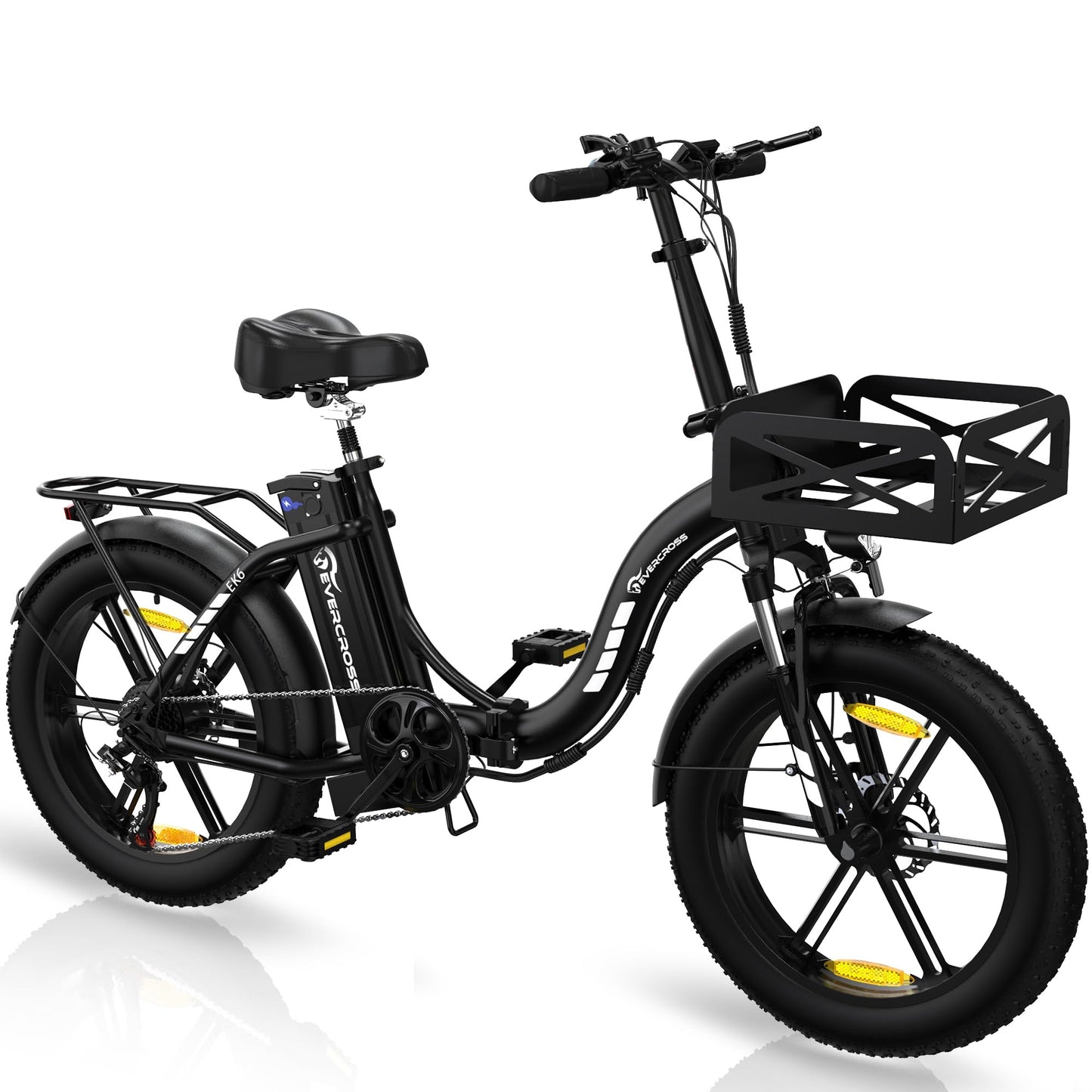 ELB- EVERCROSS EK6 Elektrofahrräder Erwachsene, faltbares E-Bike mit 20" x 4,0 Breiten Reifen, E Bike Mountainbike mit 7 Gang Getriebe, 48V 15AH Akku, 250W Motor, 33,2kg Gewicht, Doppelstoßdämpfern