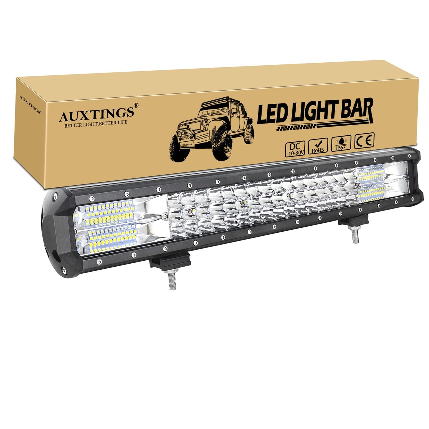 ELB AUXTINGS 22 Zoll 324W dreireihiger LED Arbeitslicht Bar Autoscheinwerfer Offroad Flutlicht Scheinwerfer 6000K imprägniern IP67 Arbeits-Licht 12V 24V