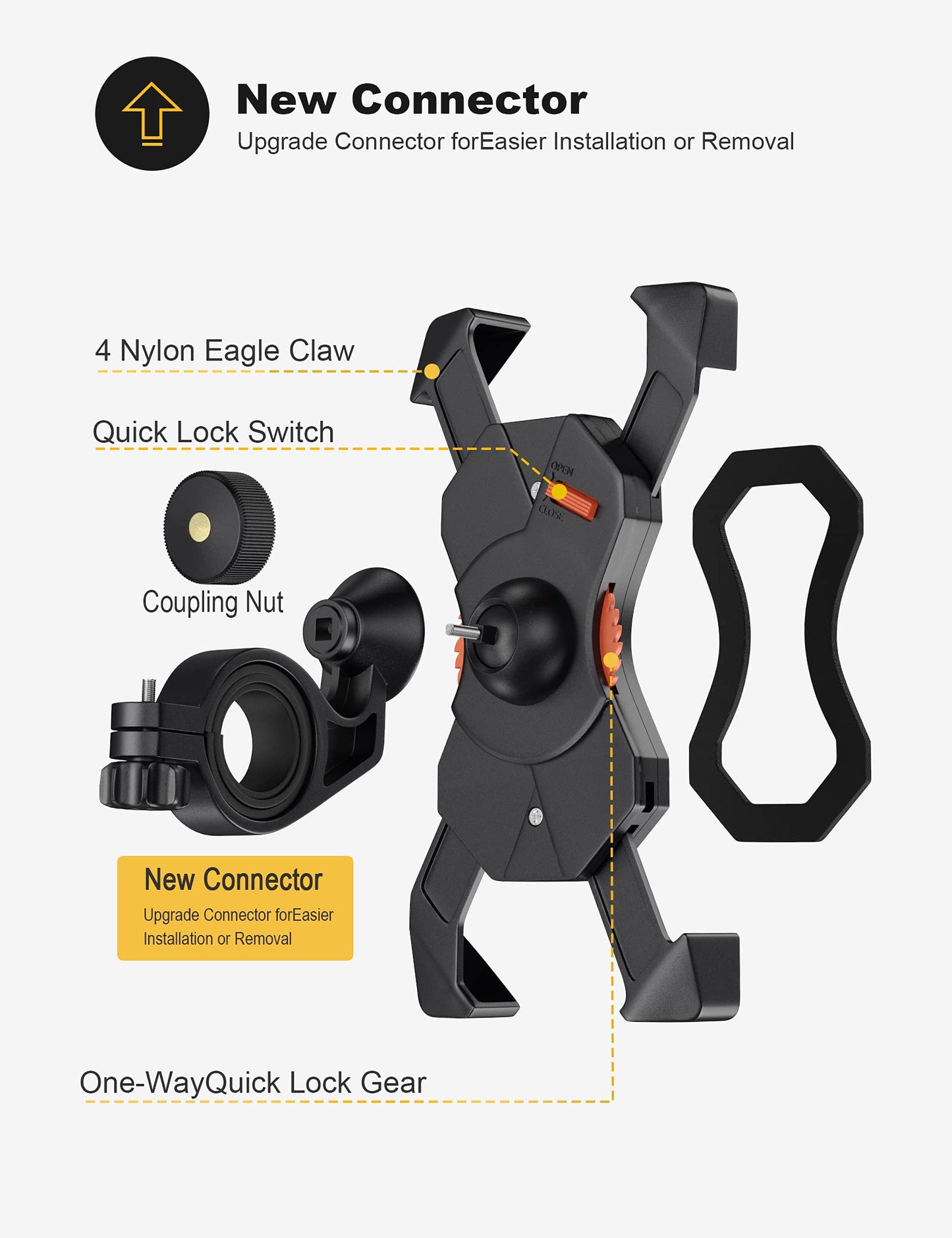 Grefay Fahrrad Handyhalterung Universal Motorrad Handy Halterung für 3,5-6,5 Zoll Smartphone mit 360° Drehbar