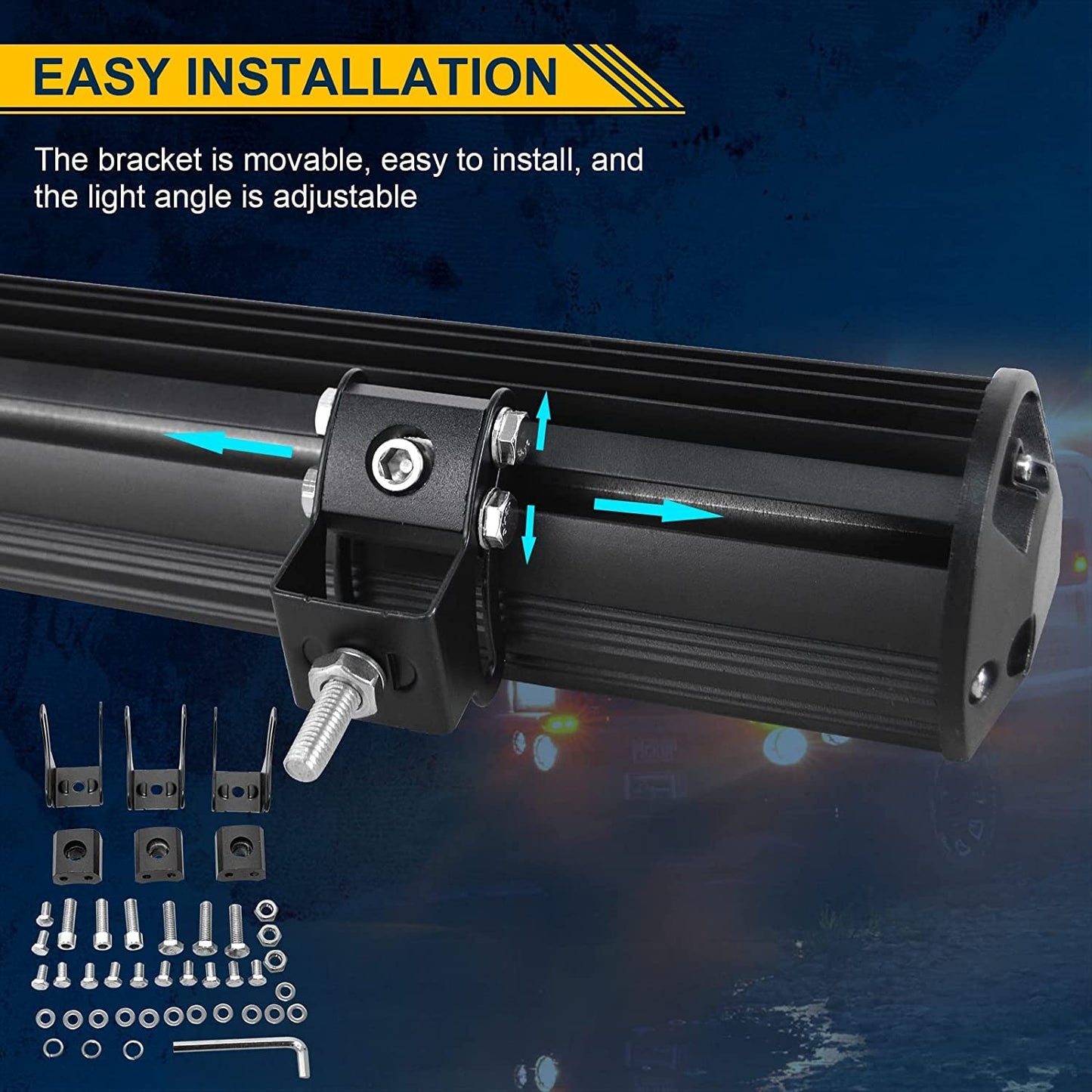 ELB AUXTINGS 22 Zoll 324W dreireihiger LED Arbeitslicht Bar Autoscheinwerfer Offroad Flutlicht Scheinwerfer 6000K imprägniern IP67 Arbeits-Licht 12V 24V