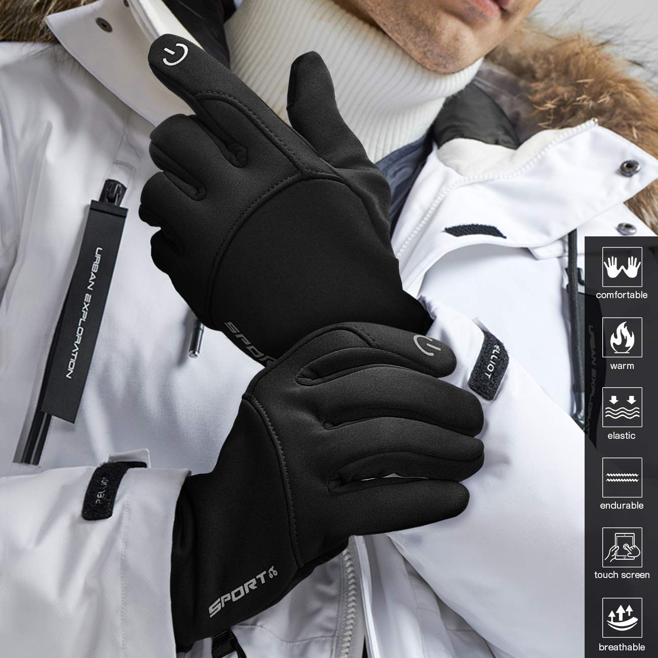 Cevapro Fahrradhandschuhe Warme Winterhandschuhe Wasserabweisende Touchscreenhandschuhe Winddichte Laufhandschuhe rutschfeste Sporthandschuhe für Männer Frauen zum Laufen, Radfahren, Klettern usw