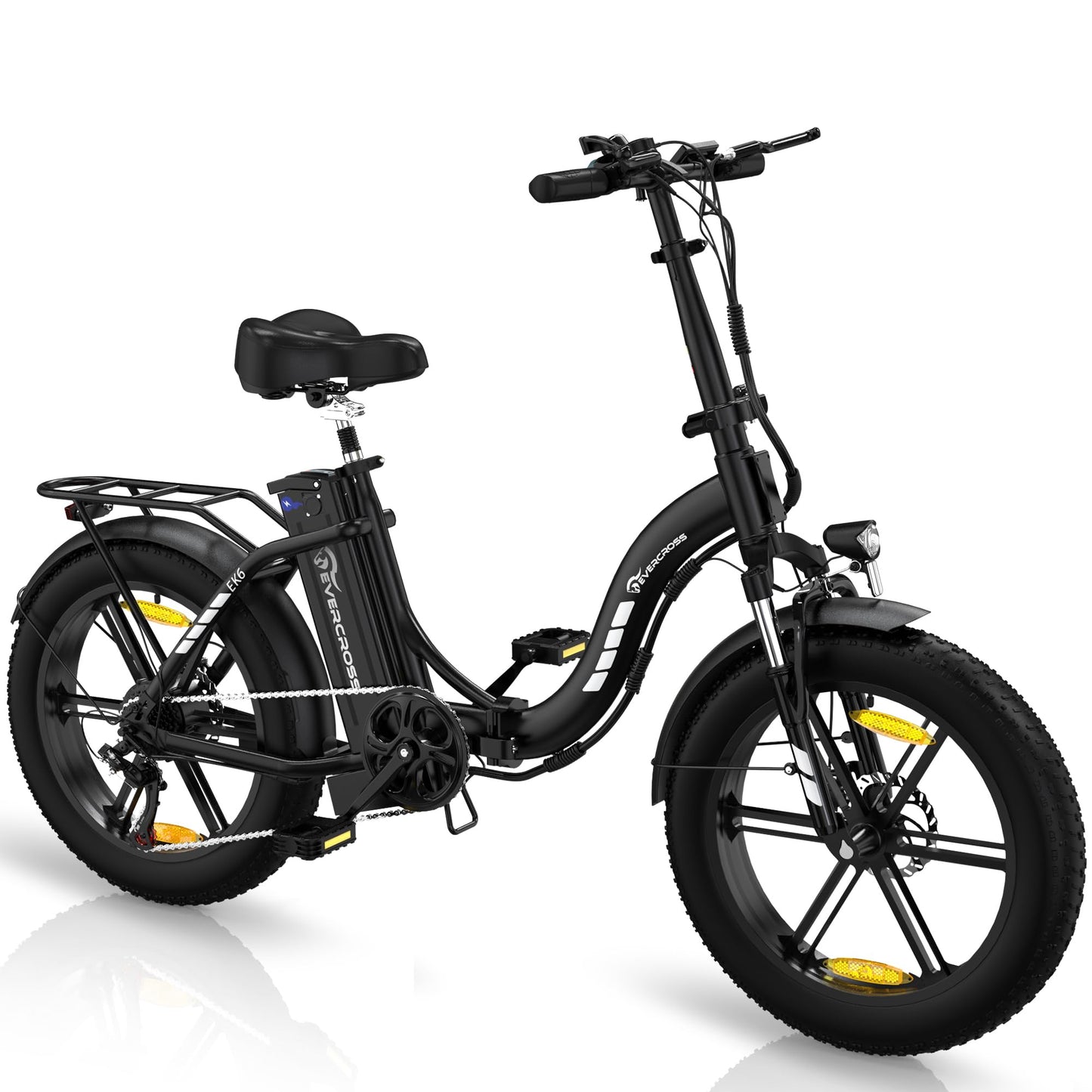 ELB- EVERCROSS EK6 Elektrofahrräder Erwachsene, faltbares E-Bike mit 20" x 4,0 Breiten Reifen, E Bike Mountainbike mit 7 Gang Getriebe, 48V 15AH Akku, 250W Motor, 33,2kg Gewicht, Doppelstoßdämpfern