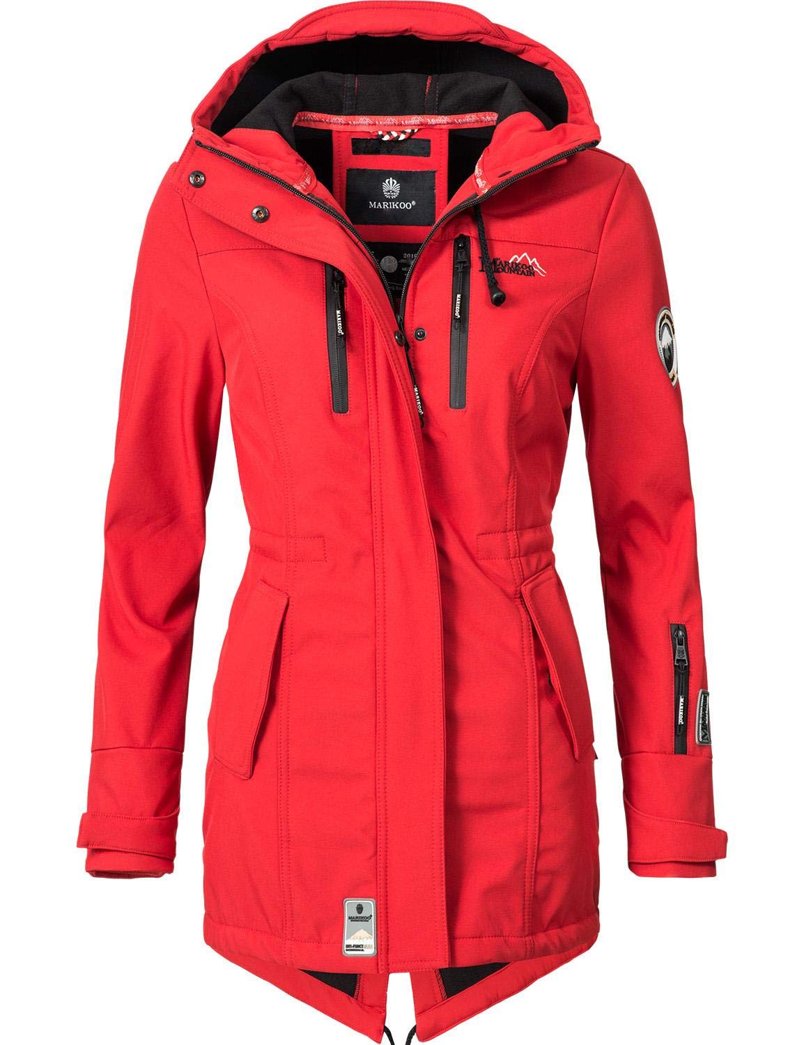 MARIKOO Damen Übergangsjacke Softshellmantel wasserdicht atmungsaktiv mit Kapuze Zimtzicke XS-3XL