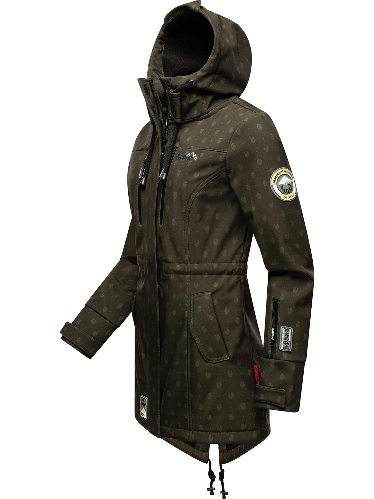 MARIKOO Damen Übergangsjacke Softshellmantel wasserdicht atmungsaktiv mit Kapuze Zimtzicke XS-3XL