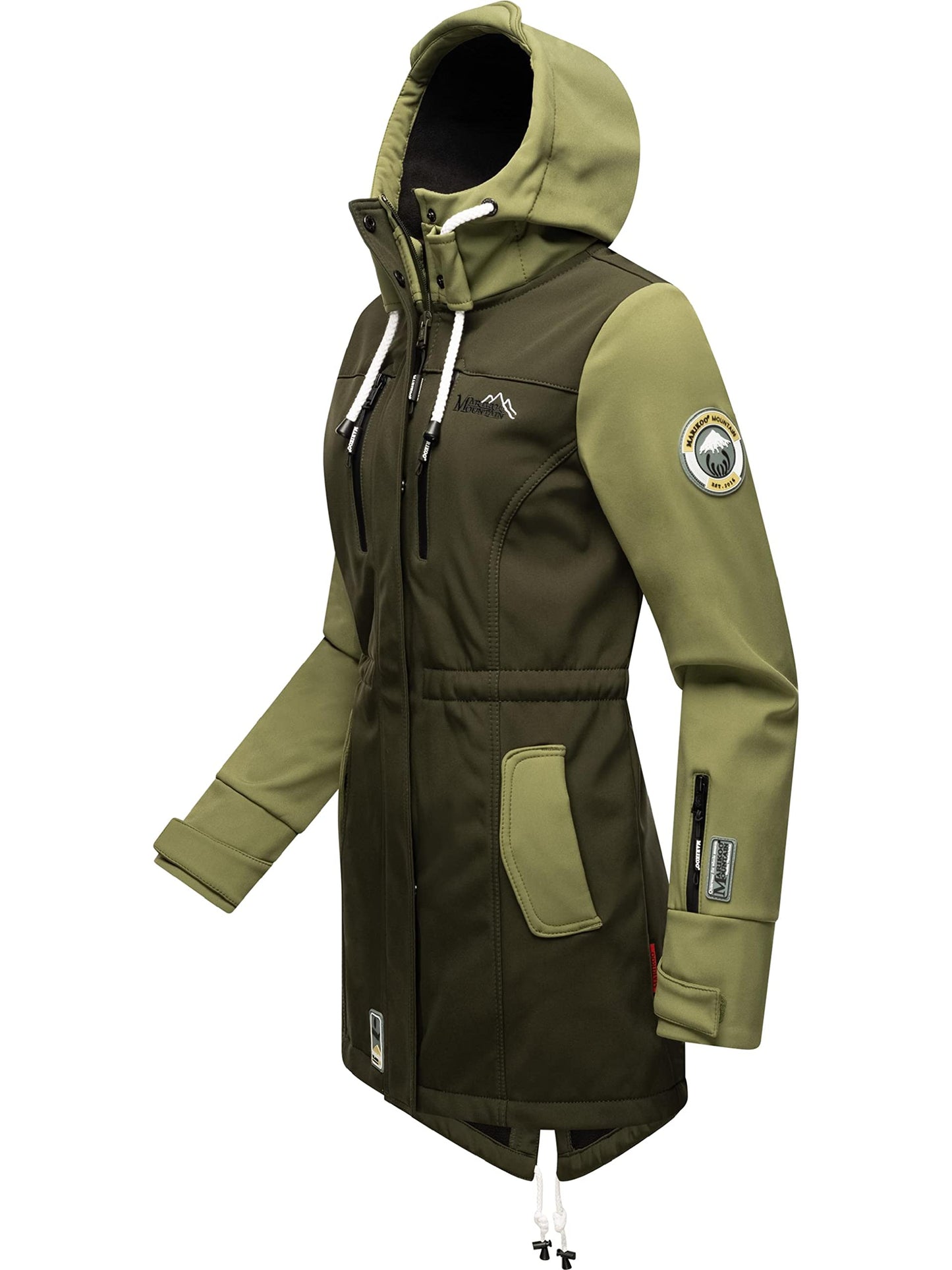 MARIKOO Damen Übergangsjacke Softshellmantel wasserdicht atmungsaktiv mit Kapuze Zimtzicke XS-3XL