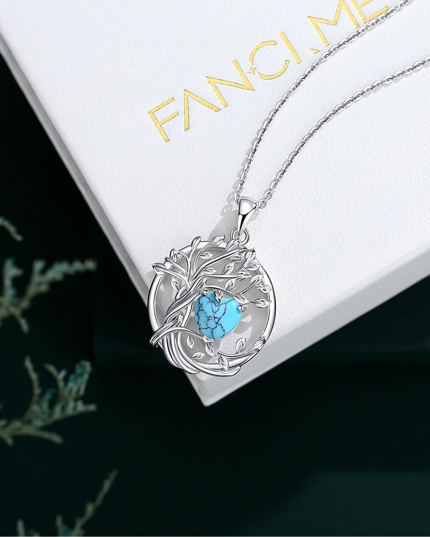 Edersee Lebensbaum Birthstone Kette für Damen 925 Sterling Silber Baum des Lebens Birthstone Anhänger Halskette Schmuck Geschenke für Frauen Mädchen, Kettenlänge: 40+5 cm