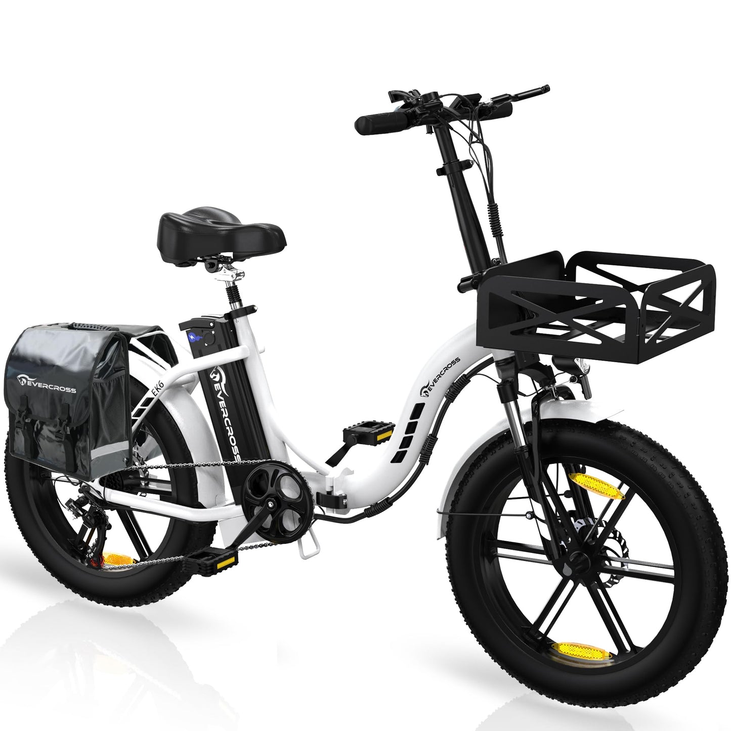 ELB- EVERCROSS EK6 Elektrofahrräder Erwachsene, faltbares E-Bike mit 20" x 4,0 Breiten Reifen, E Bike Mountainbike mit 7 Gang Getriebe, 48V 15AH Akku, 250W Motor, 33,2kg Gewicht, Doppelstoßdämpfern