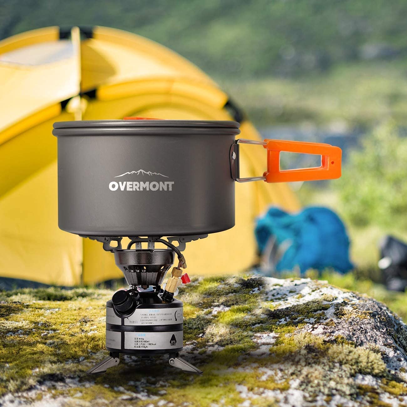 OVERMONT Camping Kochgeschirr Set Outdoor Geschirr Set Kochtopf Set Grillgeschirr Picknick Topf mit Kaffeekanne Teekanne Aluminium