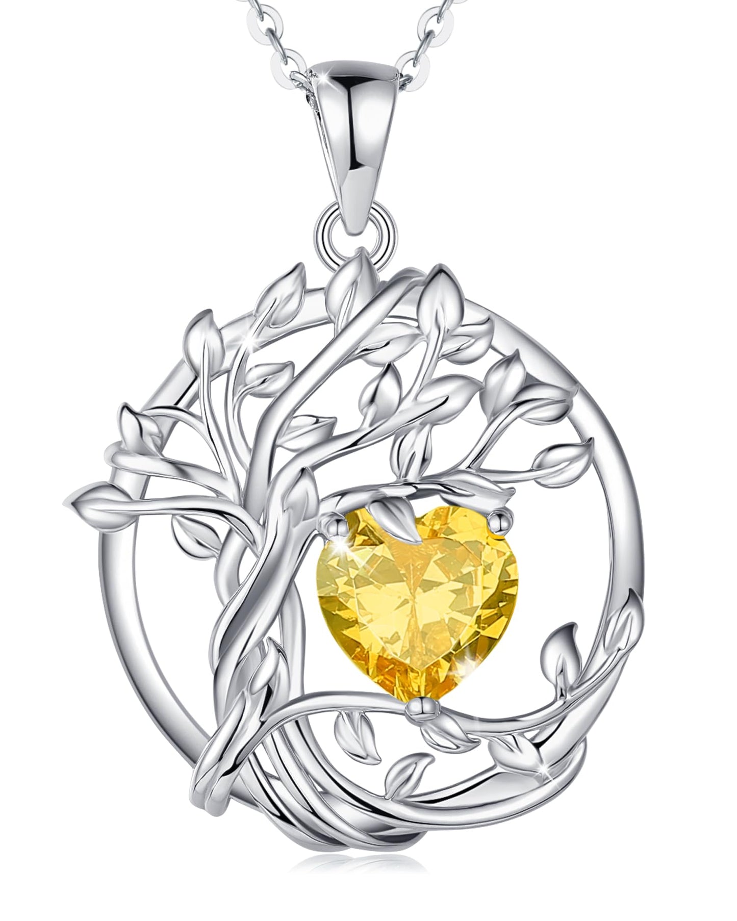 Edersee Lebensbaum Birthstone Kette für Damen 925 Sterling Silber Baum des Lebens Birthstone Anhänger Halskette Schmuck Geschenke für Frauen Mädchen, Kettenlänge: 40+5 cm