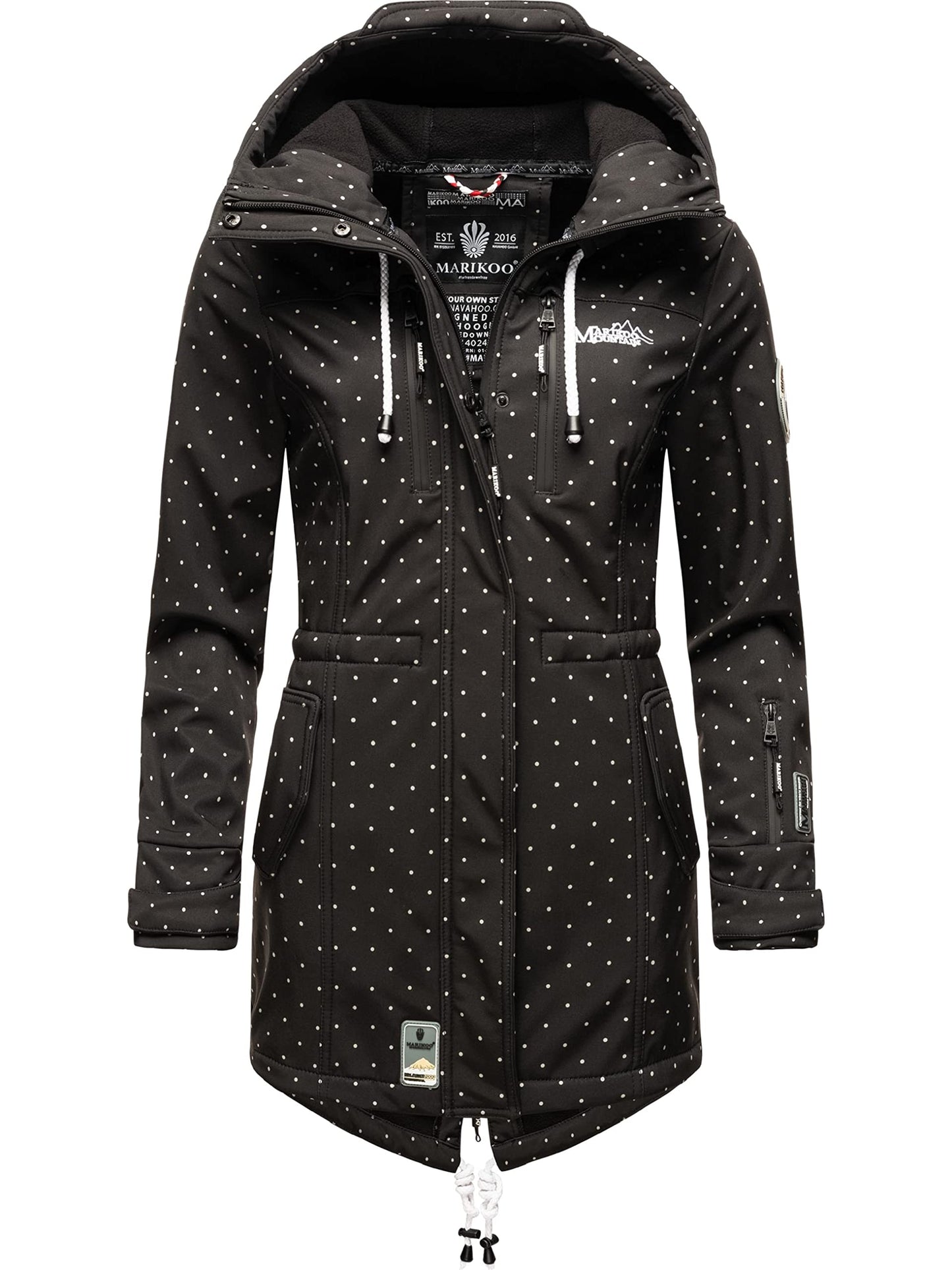 MARIKOO Damen Übergangsjacke Softshellmantel wasserdicht atmungsaktiv mit Kapuze Zimtzicke XS-3XL