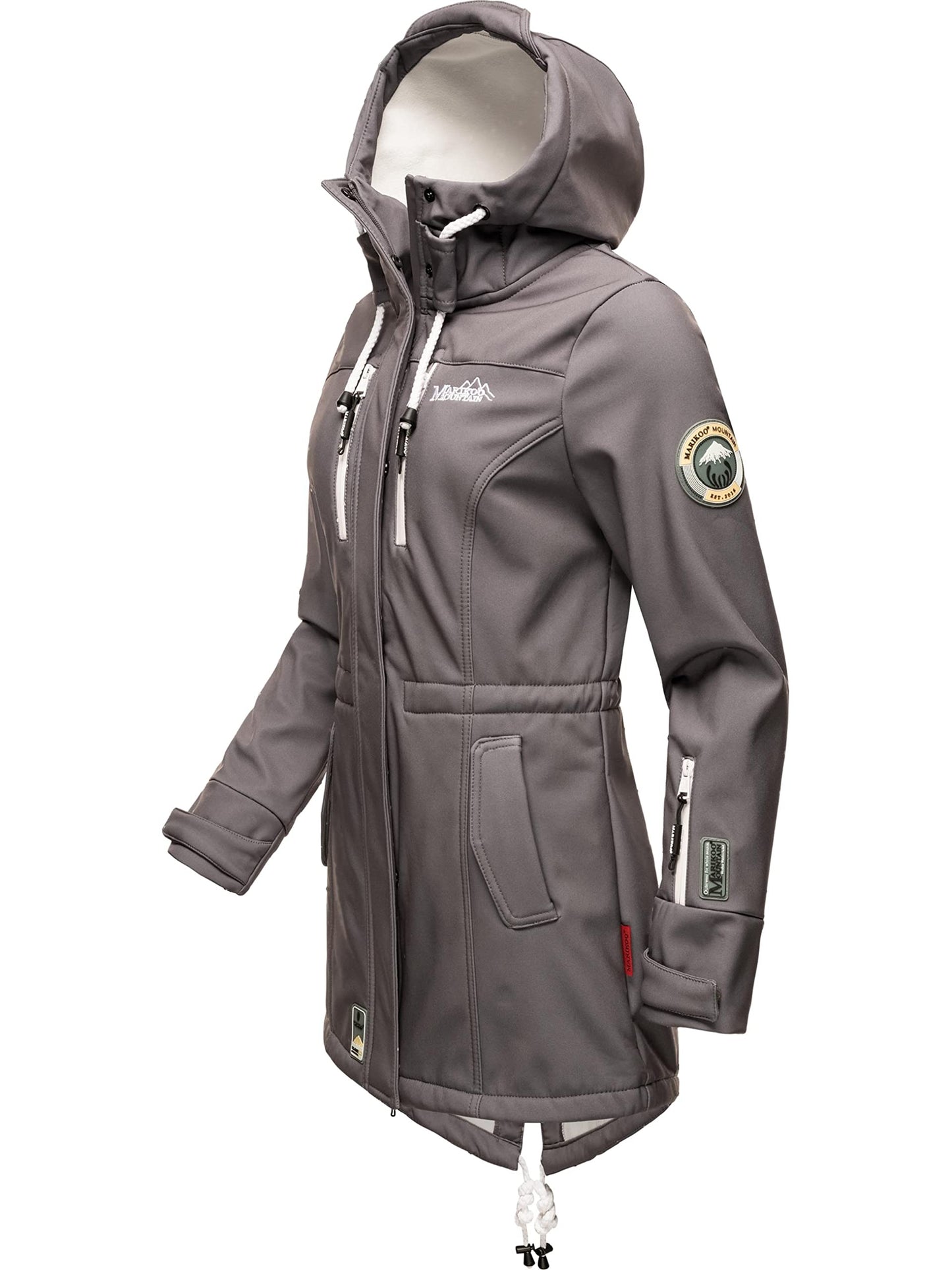 MARIKOO Damen Übergangsjacke Softshellmantel wasserdicht atmungsaktiv mit Kapuze Zimtzicke XS-3XL