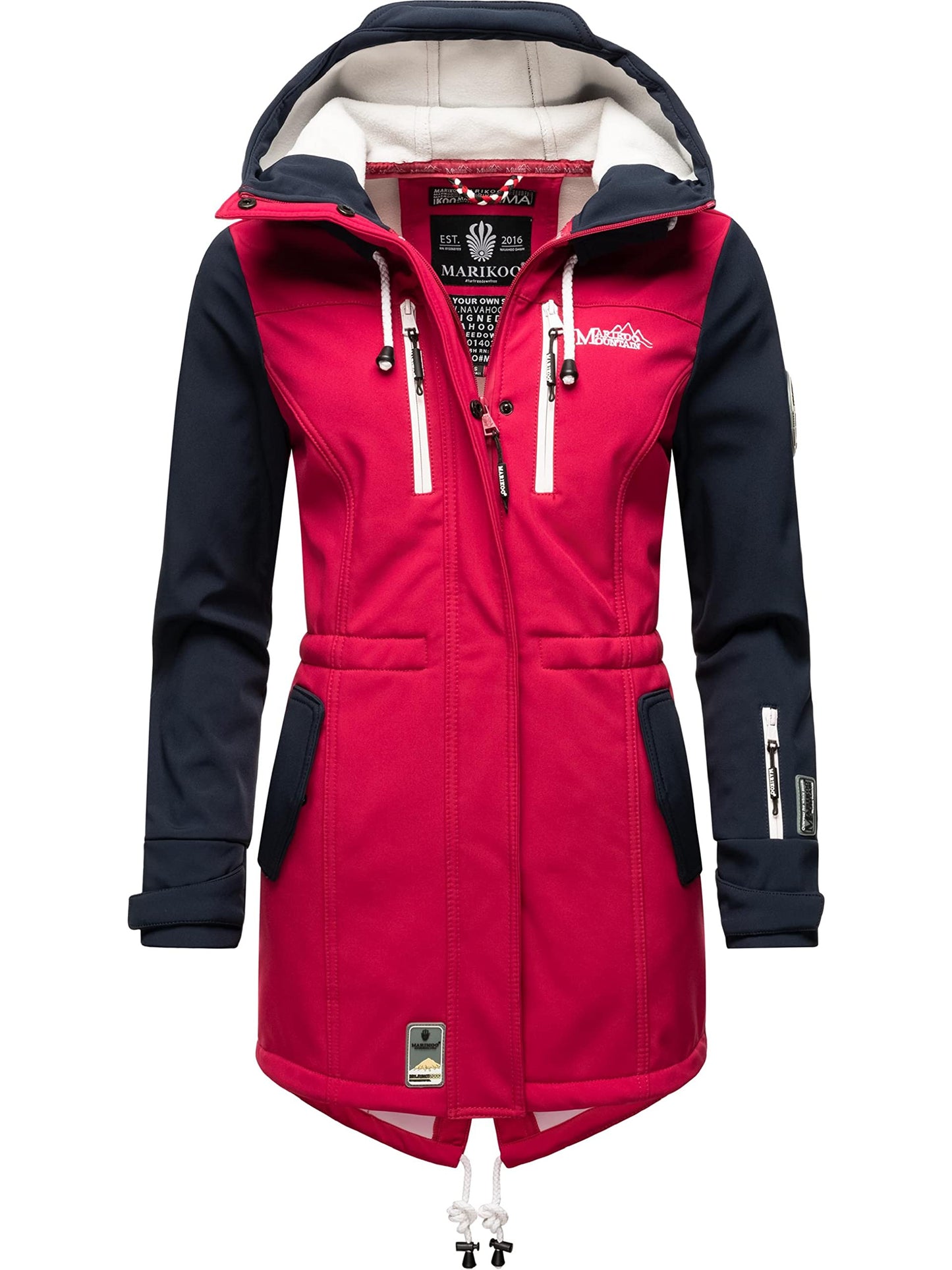 MARIKOO Damen Übergangsjacke Softshellmantel wasserdicht atmungsaktiv mit Kapuze Zimtzicke XS-3XL