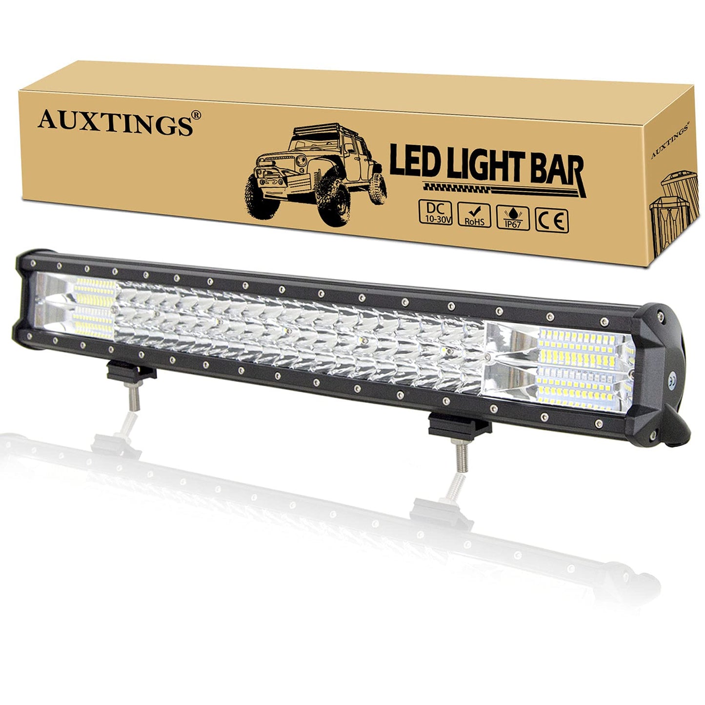 ELB AUXTINGS 22 Zoll 324W dreireihiger LED Arbeitslicht Bar Autoscheinwerfer Offroad Flutlicht Scheinwerfer 6000K imprägniern IP67 Arbeits-Licht 12V 24V