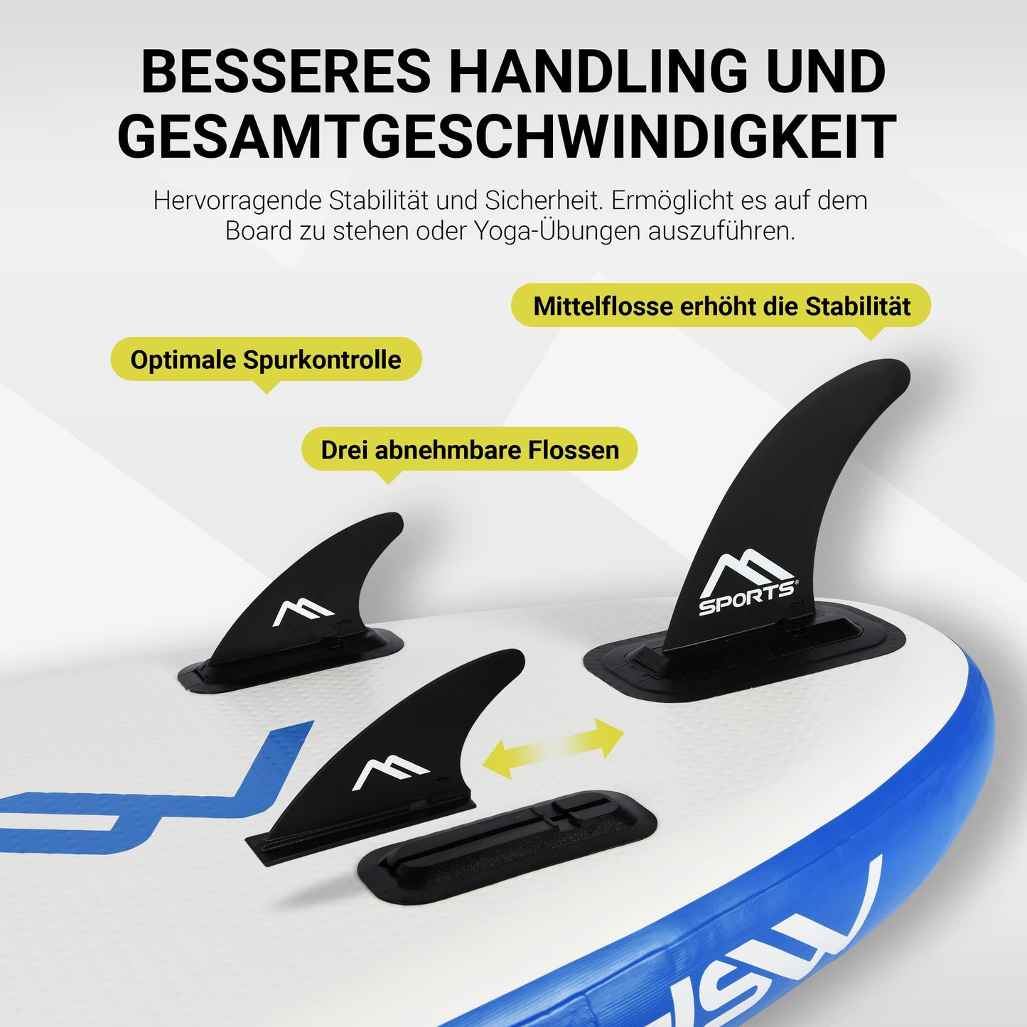 MSPORTS Stand Up Paddle Board Aufblasbar Komplettes Paddleboard Zubehör Verstellbares Paddel, hochwertige Pumpe + 2X Paddelstock + wasserdichte Smartphone Tasche + Multifunktionstasche
