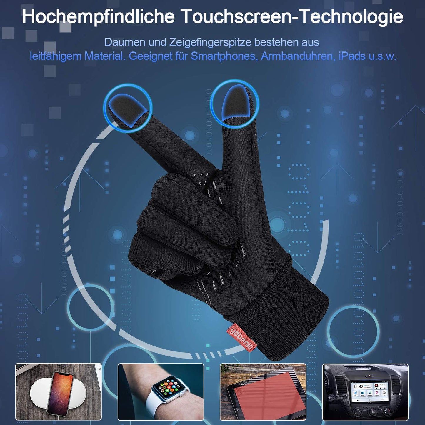 Cevapro Fahrradhandschuhe Warme Winterhandschuhe Wasserabweisende Touchscreenhandschuhe Winddichte Laufhandschuhe rutschfeste Sporthandschuhe für Männer Frauen zum Laufen, Radfahren, Klettern usw