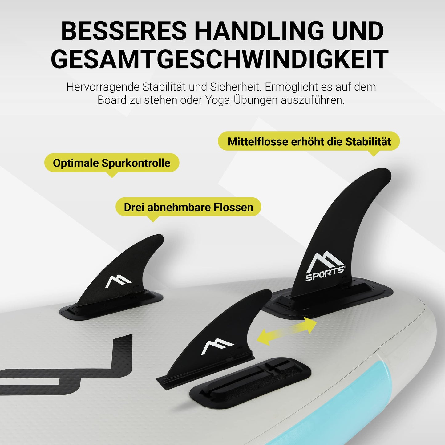 MSPORTS Stand Up Paddle Board Aufblasbar Komplettes Paddleboard Zubehör Verstellbares Paddel, hochwertige Pumpe + 2X Paddelstock + wasserdichte Smartphone Tasche + Multifunktionstasche