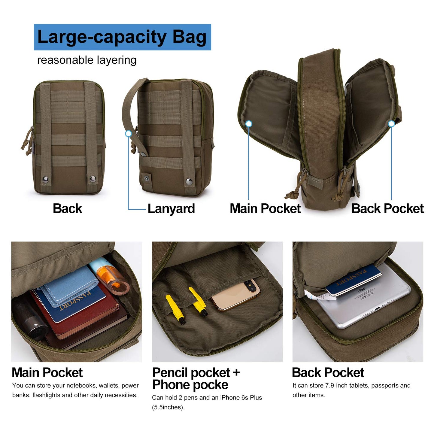 ELB Marder Mardingtop 75L Rucksack Taktischer Rucksack Wanderrucksack Trekkingrucksack YKK Zipper mit der großen Kapazität