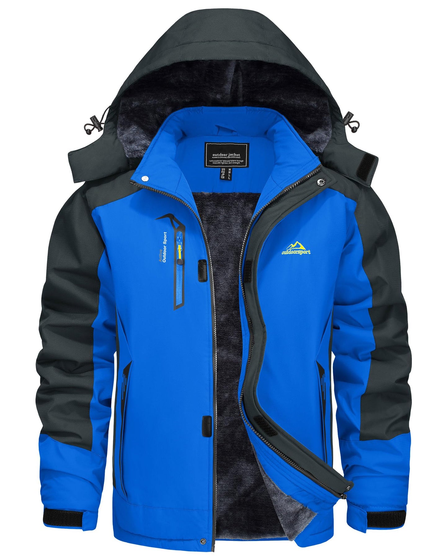 KEFITEVD Snowboardjacke Herren Warm Gefüttert Skijacke Wasserdicht Softshell Jacke mit Kapuze Fleece Winterjacke Atmungsaktiv Funktionsjacke