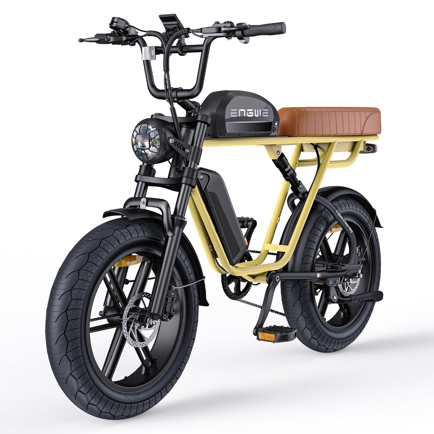 ELB Bigfoot ENGWE E Bike Herren Elektrofahrräder-Ebike mit einem Akku/ 2 Akkus, E-Bike 20 * 4.0 Zoll Fette Reifen, Ebike Herren bis zu 75km/150km/90km/170km, Elektrofahrrad 7-Gang, M20/M1