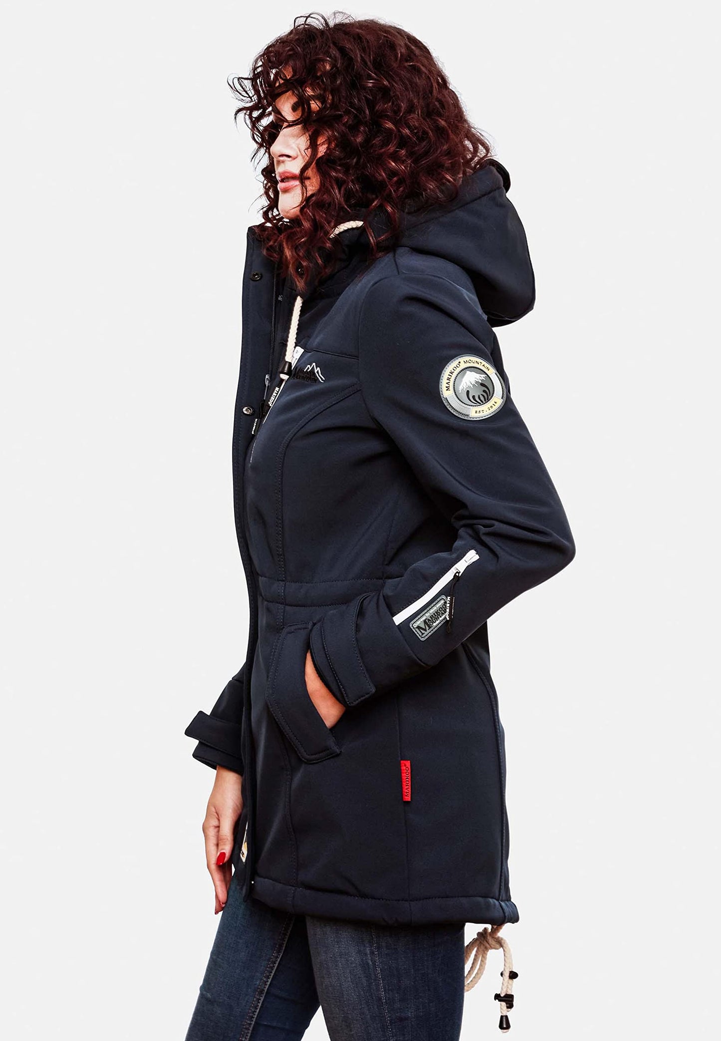MARIKOO Damen Übergangsjacke Softshellmantel wasserdicht atmungsaktiv mit Kapuze Zimtzicke XS-3XL