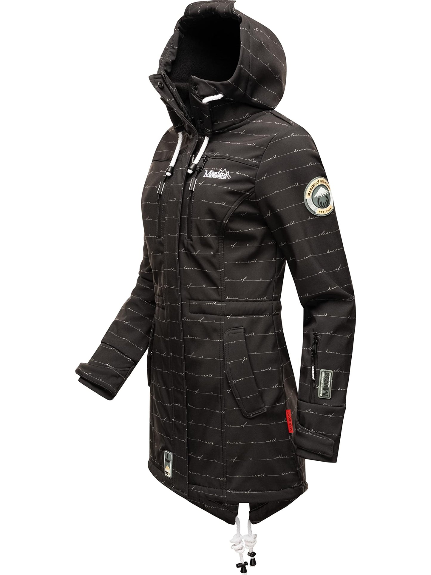 MARIKOO Damen Übergangsjacke Softshellmantel wasserdicht atmungsaktiv mit Kapuze Zimtzicke XS-3XL