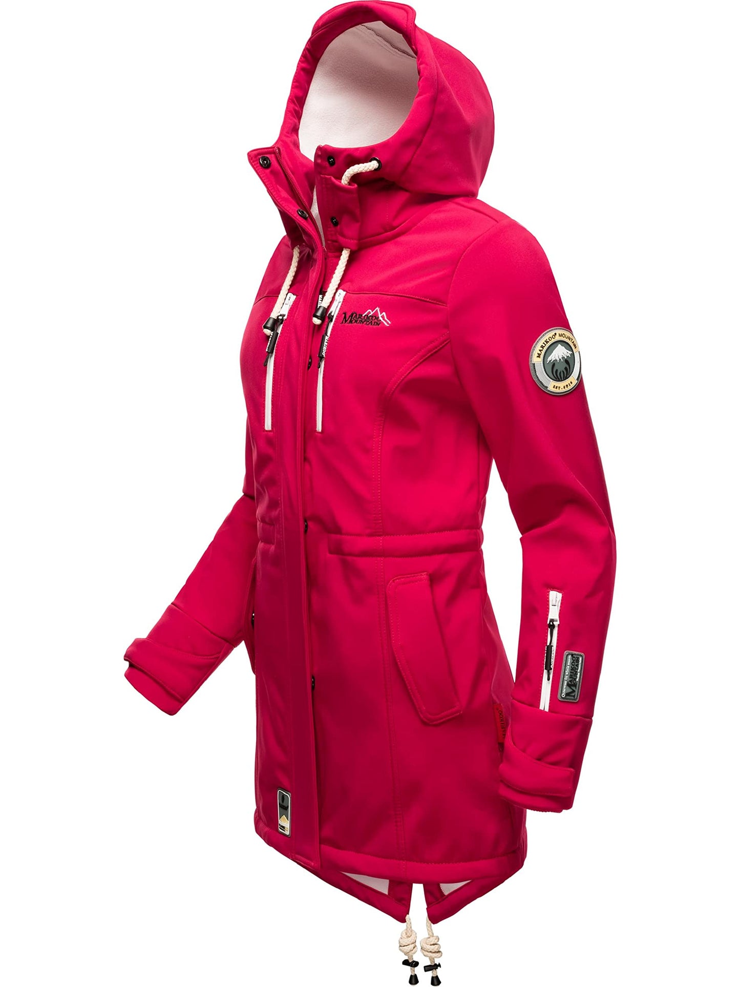 MARIKOO Damen Übergangsjacke Softshellmantel wasserdicht atmungsaktiv mit Kapuze Zimtzicke XS-3XL