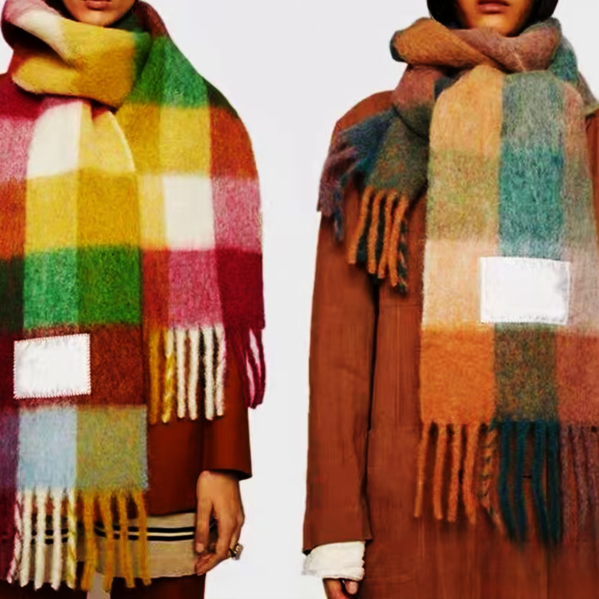 WACOON Schal bunt, lang Imitation Cashmere Tassel Rainbow Scarf