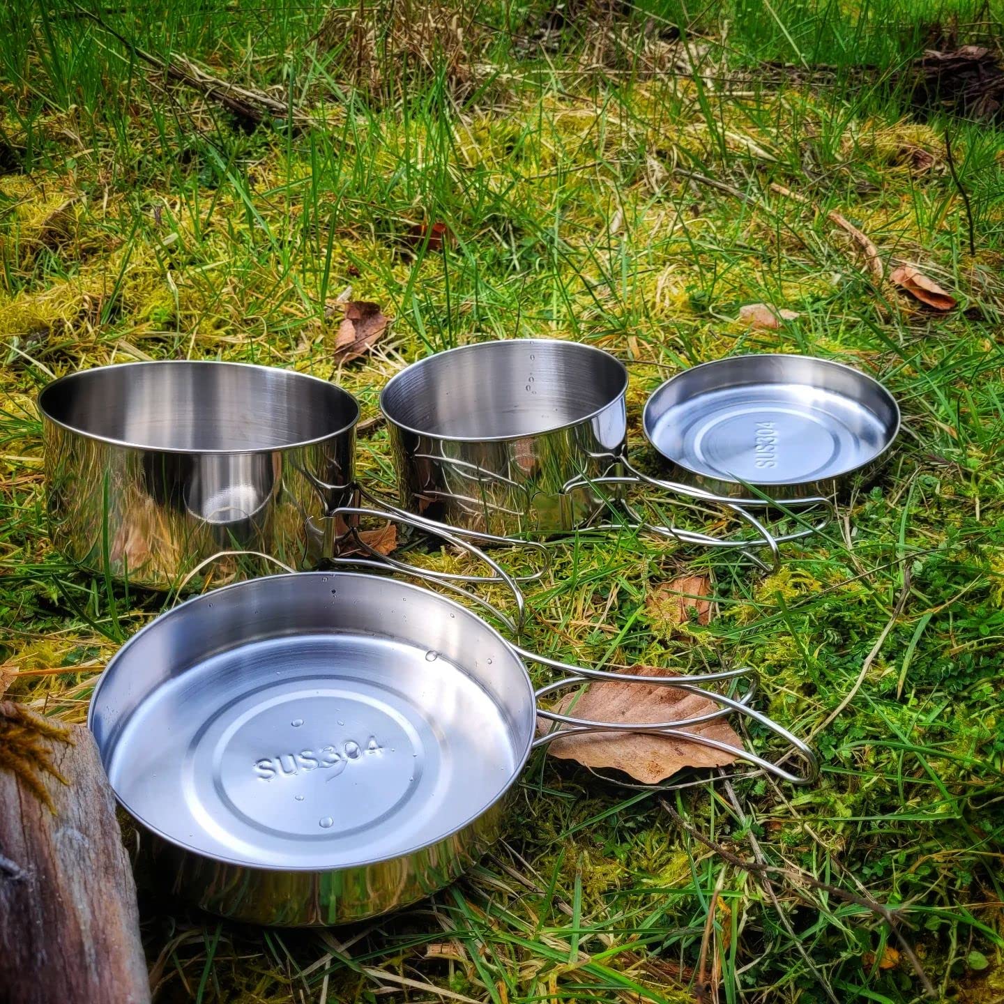 Bestargot Camping Kochgeschirr Set Kochtopf mit Pfanne,Outdoor Kochgeschirr Picknick Topf,Ultraleicht Camping Topf Pfanne Set,Camping Geschirr Set für Bushcraft