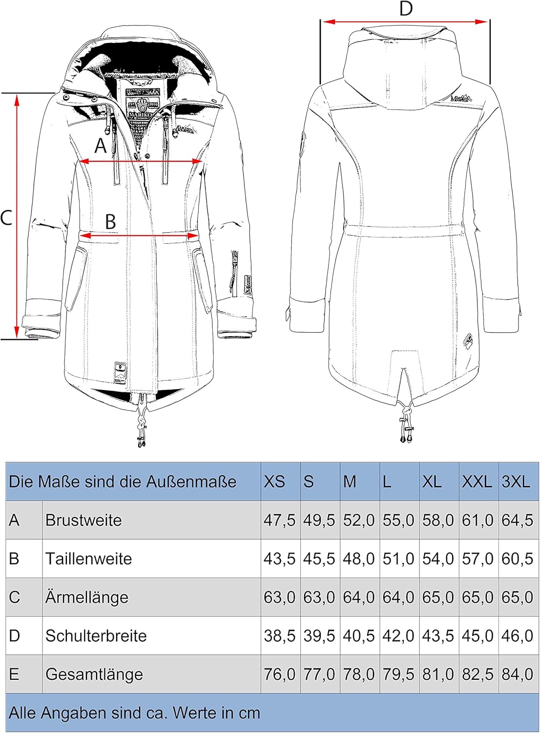 MARIKOO Damen Übergangsjacke Softshellmantel wasserdicht atmungsaktiv mit Kapuze Zimtzicke XS-3XL