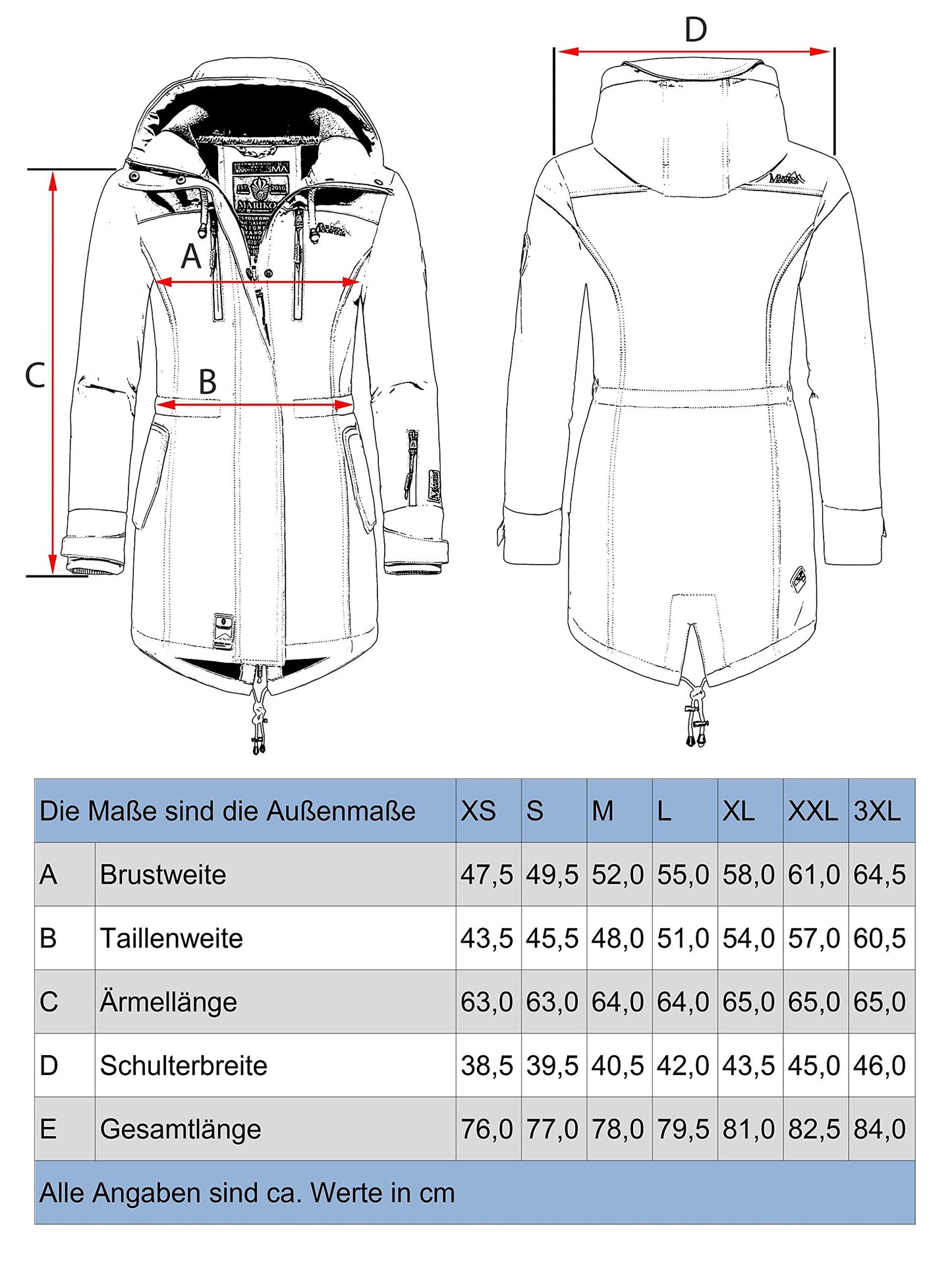 MARIKOO Damen Übergangsjacke Softshellmantel wasserdicht atmungsaktiv mit Kapuze Zimtzicke XS-3XL