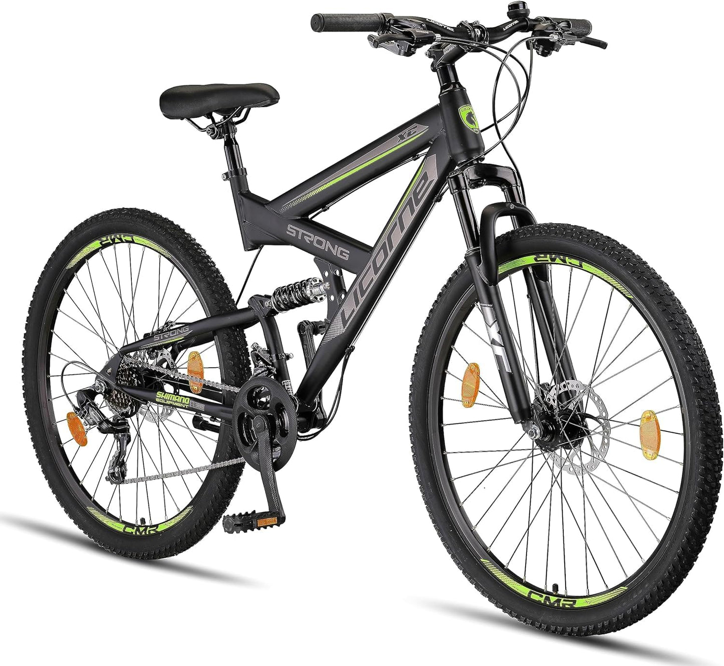 ELB daily Licorne Bike Strong 2D Premium Mountainbike in 26, 27.5 und 29 Zoll Fahrrad für Jungen Mädchen Damen und Herren Scheibenbremse vorne und hinten 21 Gang Schaltung Vollfederung