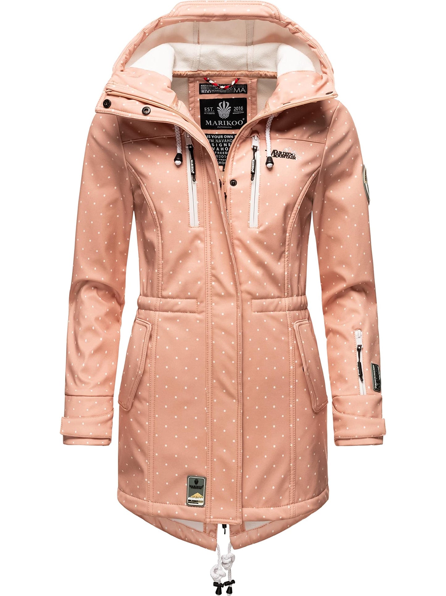 MARIKOO Damen Übergangsjacke Softshellmantel wasserdicht atmungsaktiv mit Kapuze Zimtzicke XS-3XL