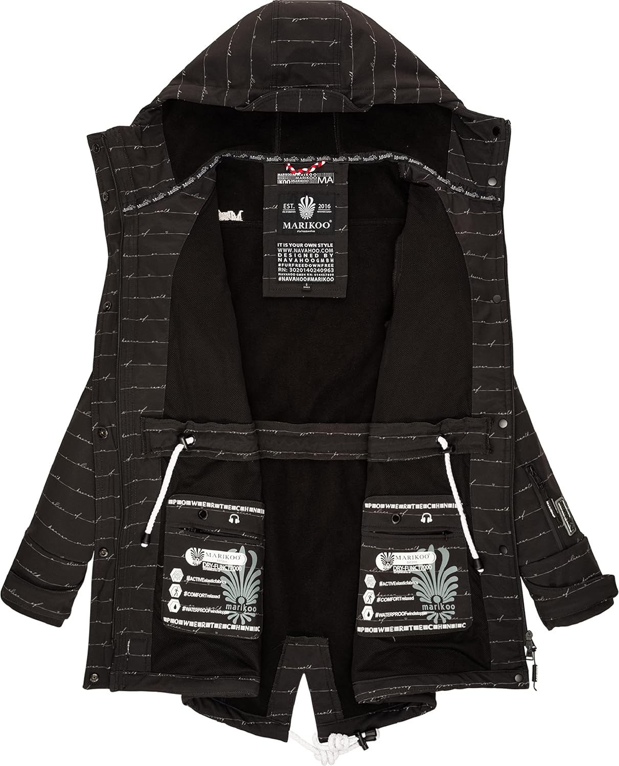 MARIKOO Damen Übergangsjacke Softshellmantel wasserdicht atmungsaktiv mit Kapuze Zimtzicke XS-3XL
