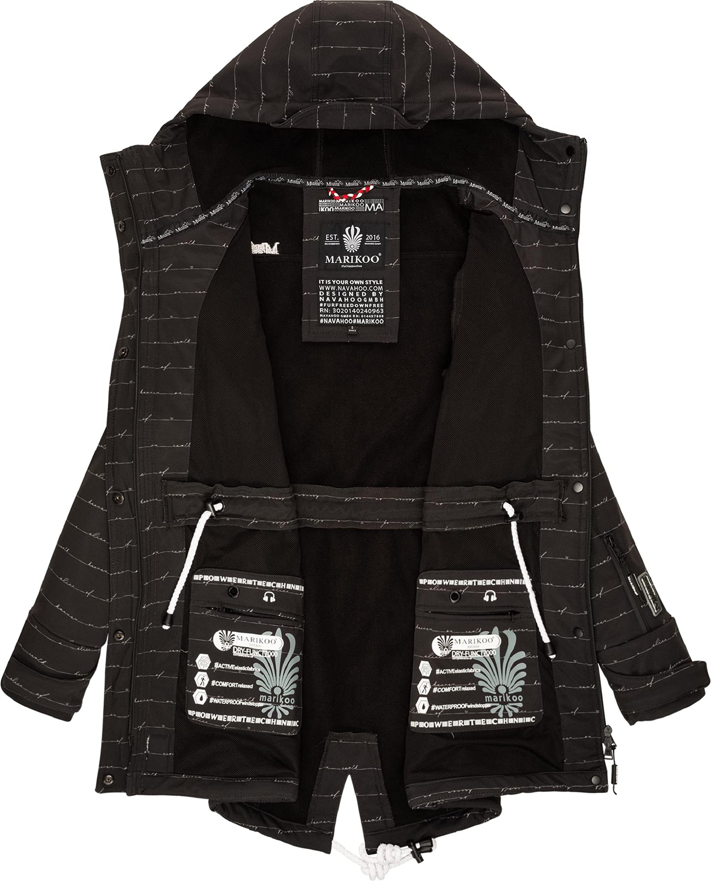 MARIKOO Damen Übergangsjacke Softshellmantel wasserdicht atmungsaktiv mit Kapuze Zimtzicke XS-3XL