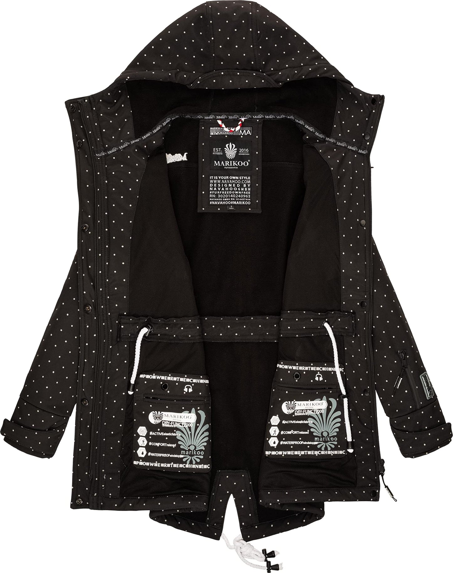 MARIKOO Damen Übergangsjacke Softshellmantel wasserdicht atmungsaktiv mit Kapuze Zimtzicke XS-3XL